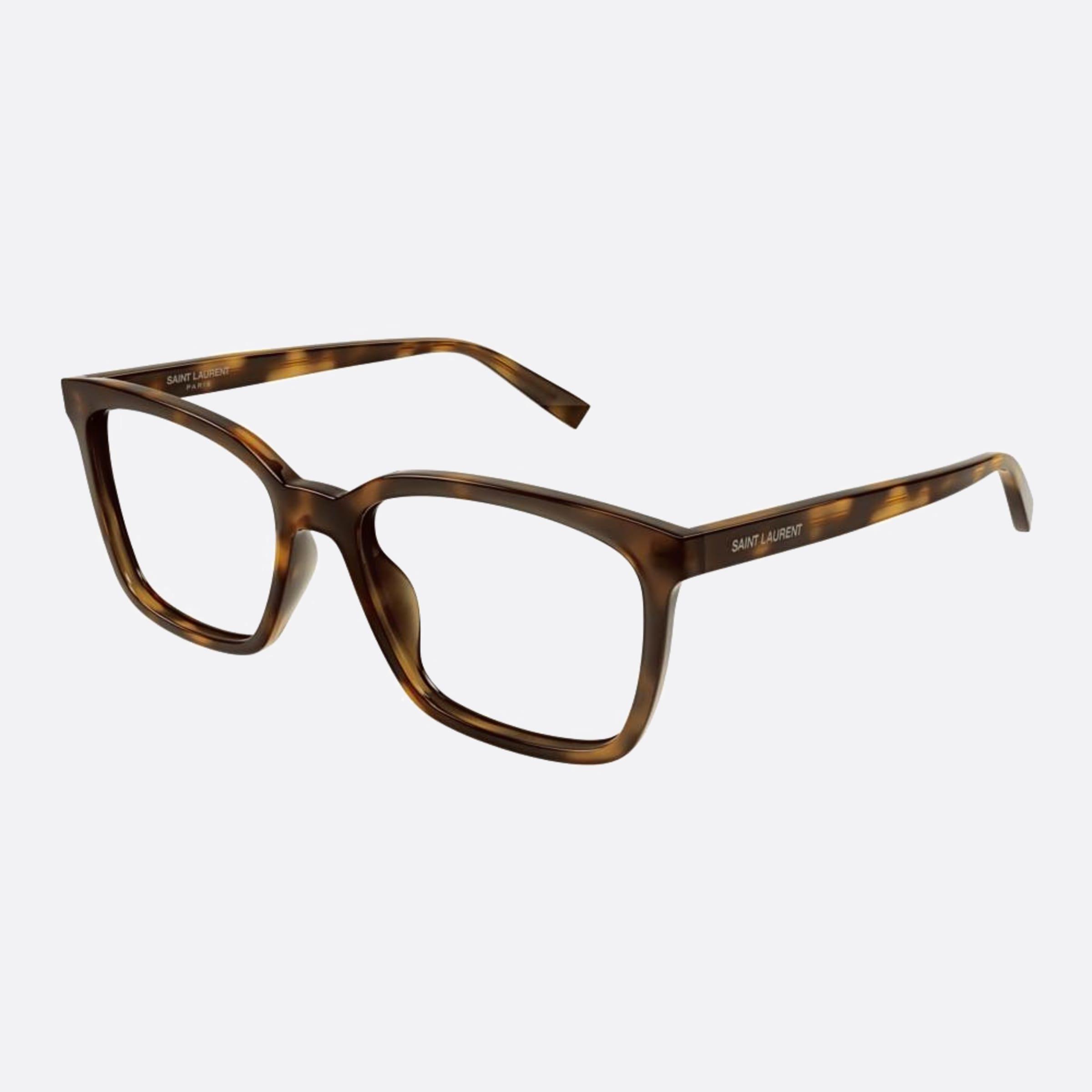Saint 55mm Laurent Havana Squared Man Eyeglasses - Side View