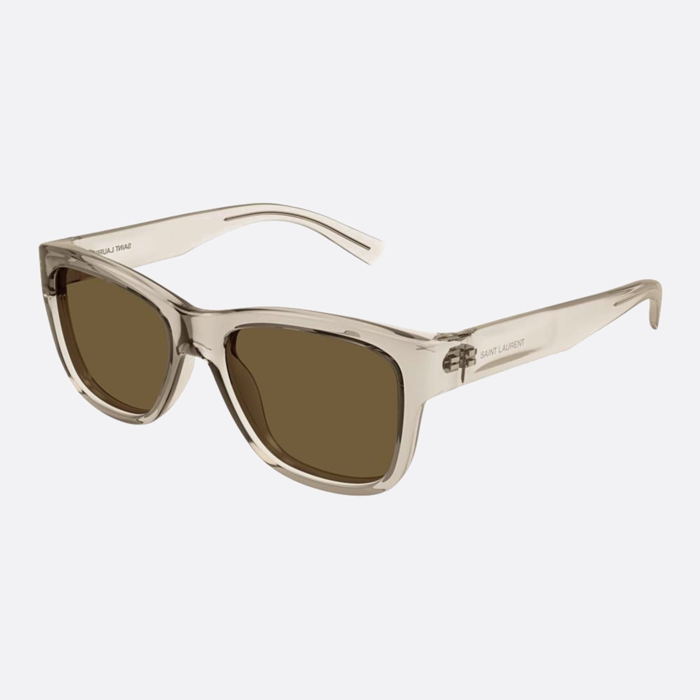 Saint 54mm Laurent Beb Brown Geometric Man Sunglasses - Side View