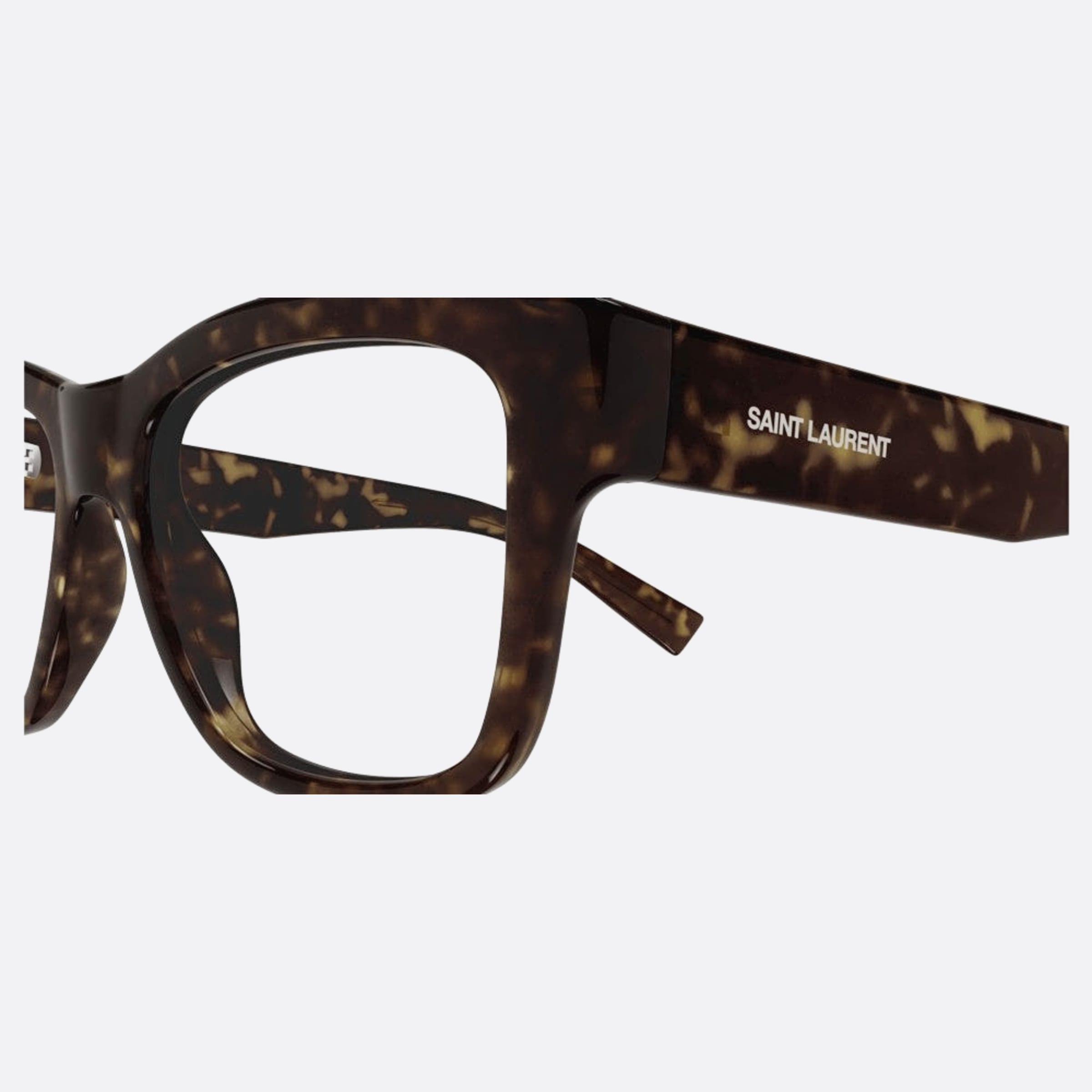 Saint 54mm Laurent Havana Squared Unisex Eyeglasses - Detail View