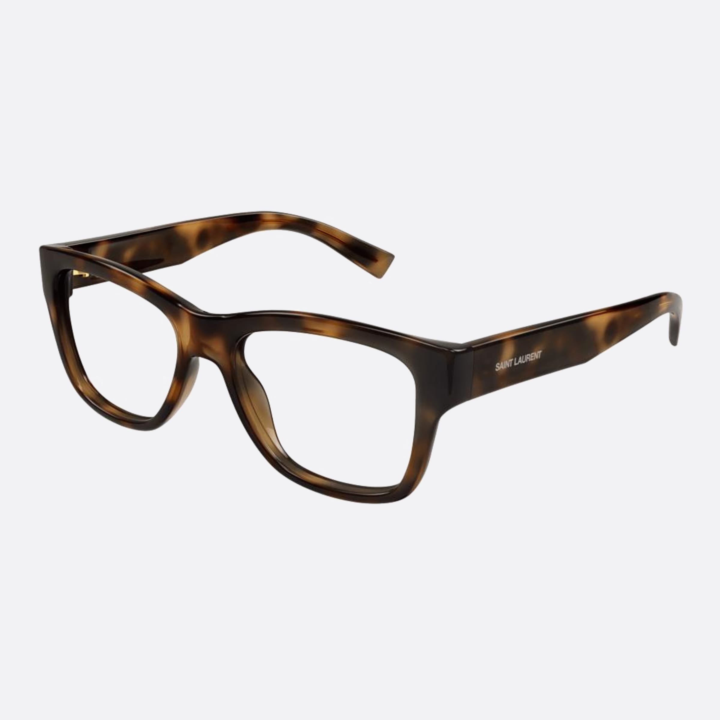 Saint 54mm Laurent Havana Squared Unisex Eyeglasses - Side View