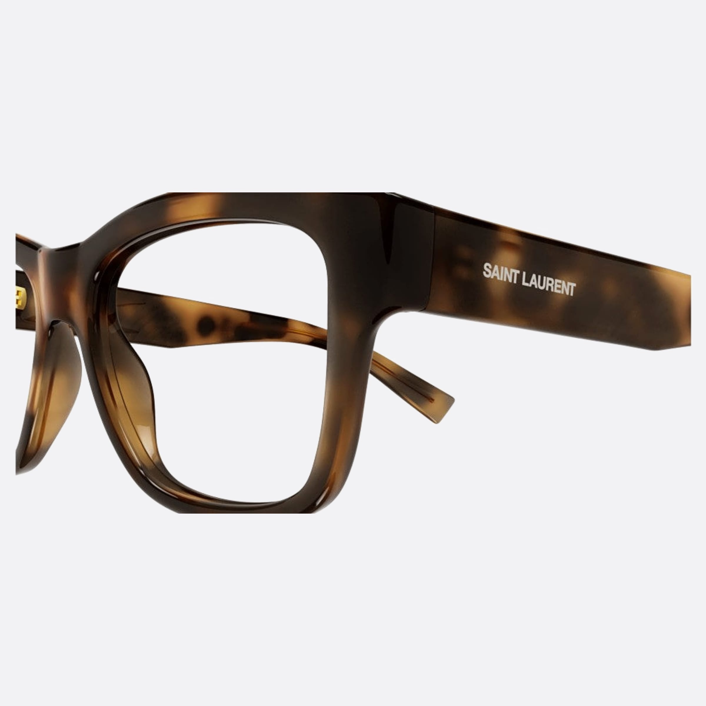 Saint 54mm Laurent Havana Squared Unisex Eyeglasses - Detail View