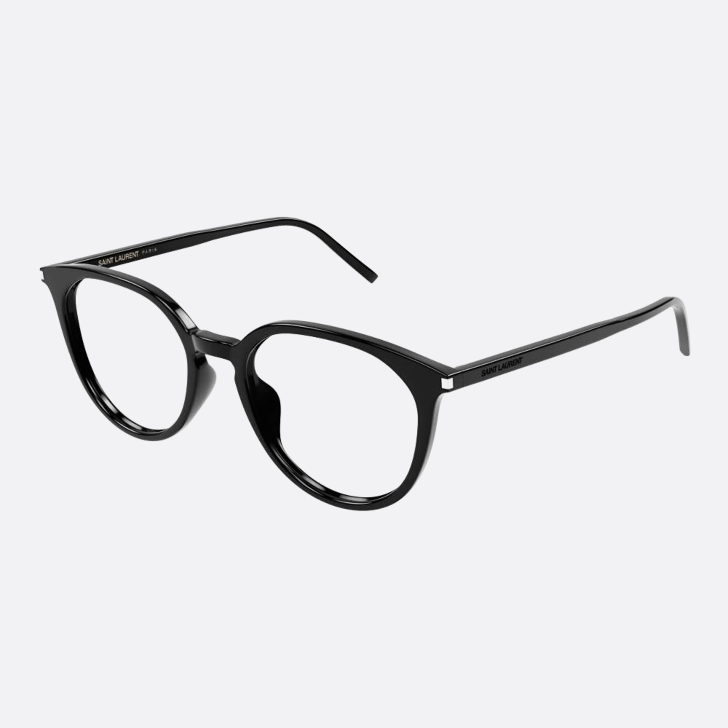 Saint 52mm Laurent Black Round Unisex Eyeglasses - Side View