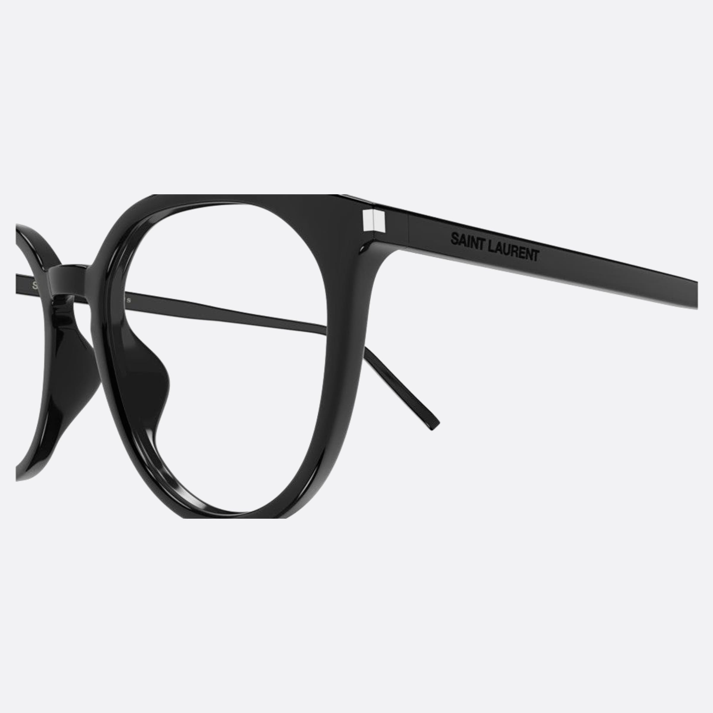 Saint 52mm Laurent Black Round Unisex Eyeglasses - Detail View