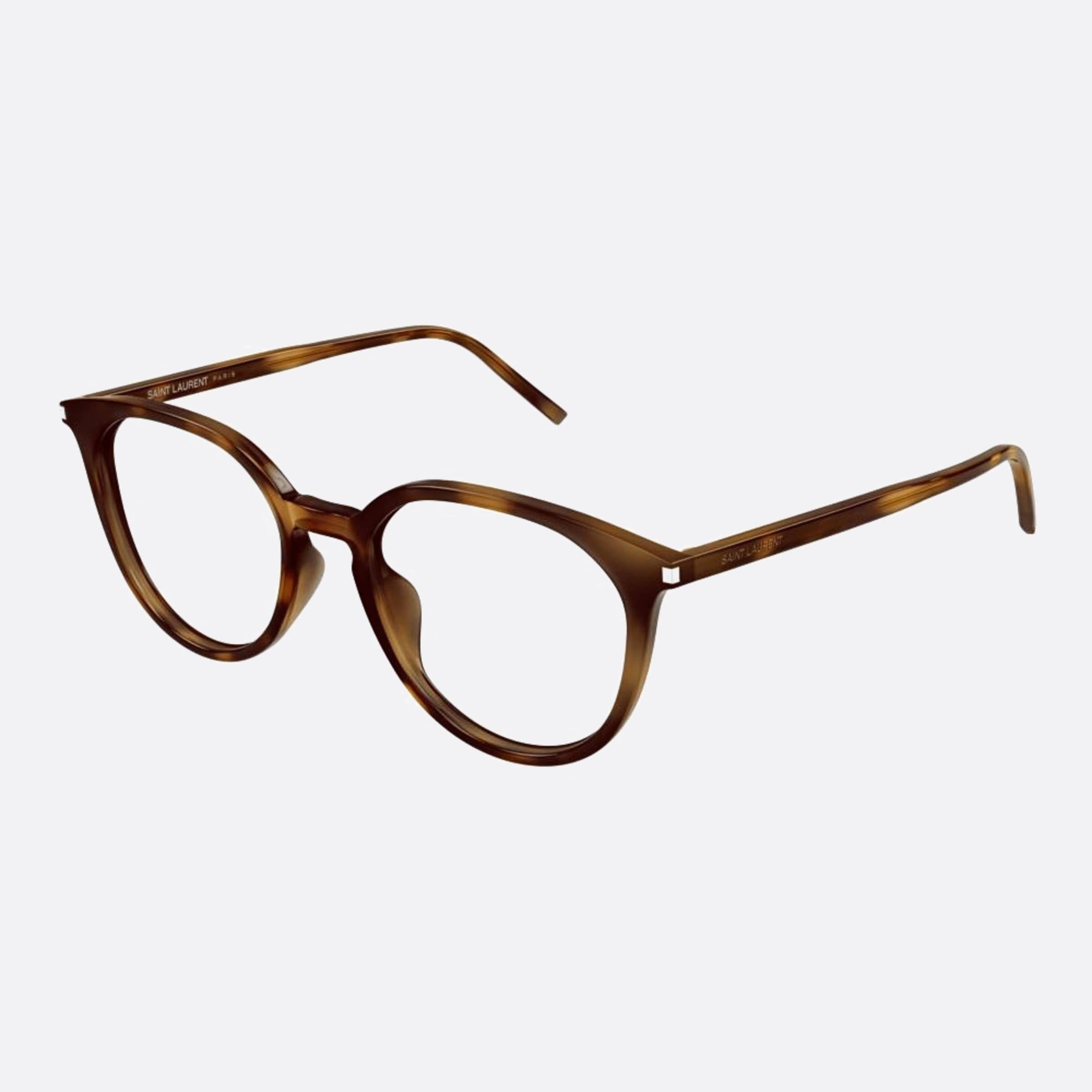 Saint 52mm Laurent Havana Round Unisex Eyeglasses - Side View