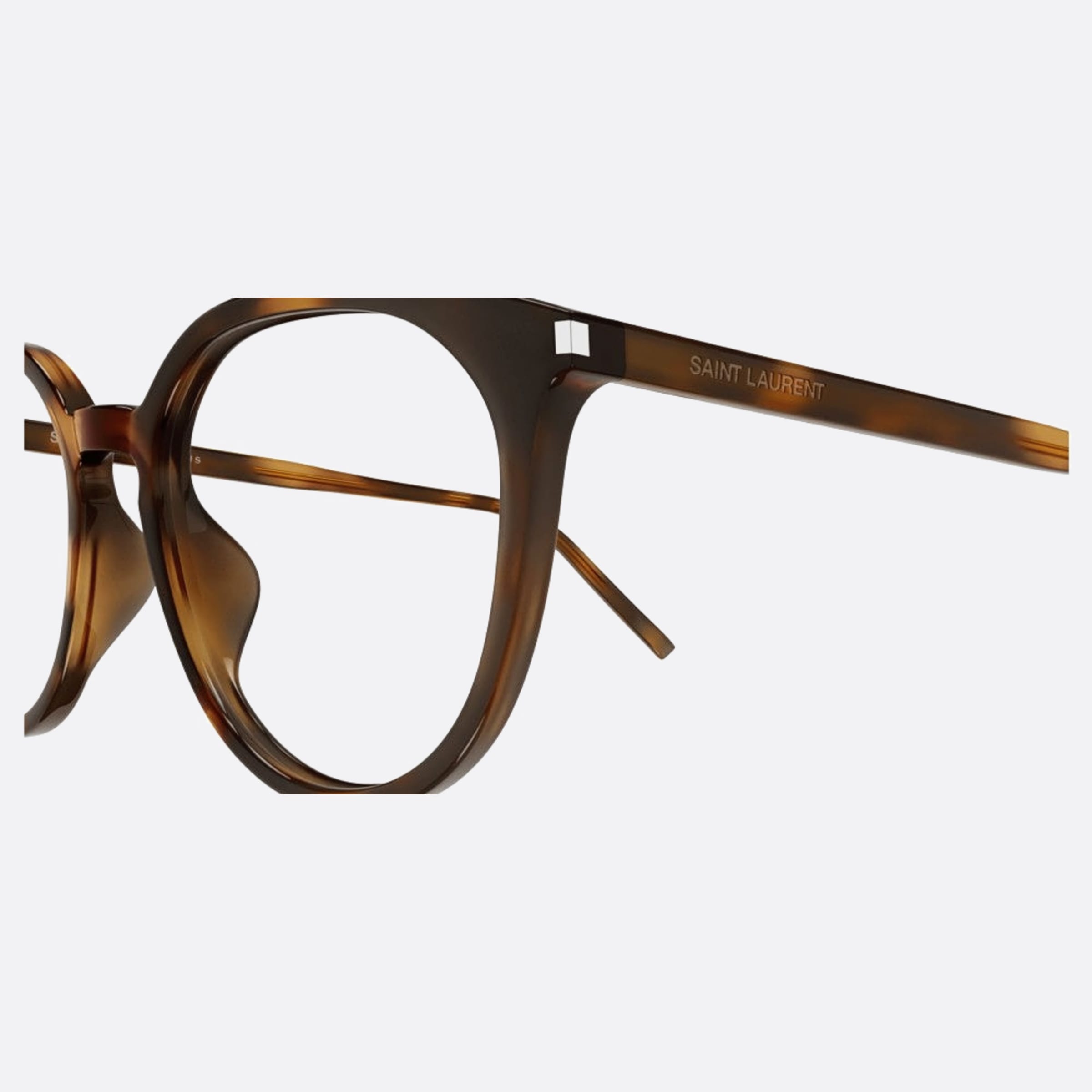 Saint 52mm Laurent Havana Round Unisex Eyeglasses - Detail View