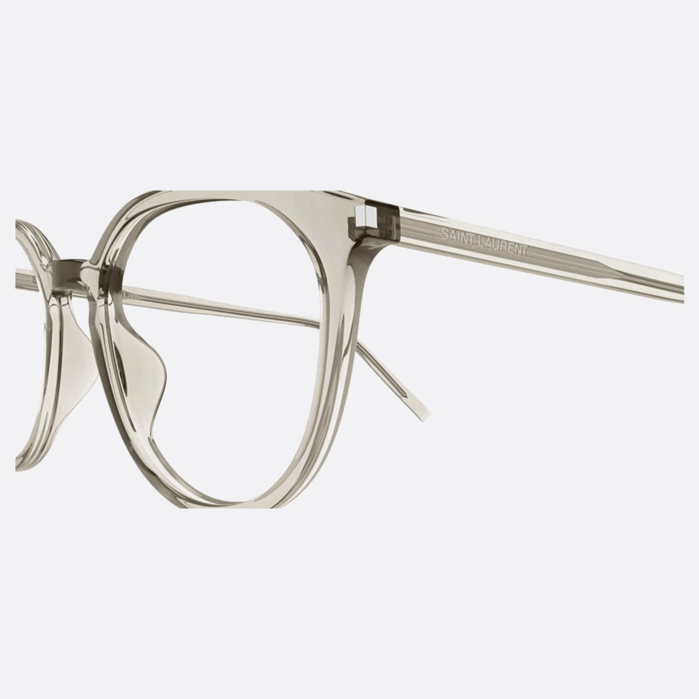 Saint 52mm Laurent Brown Round Unisex Eyeglasses - Detail View