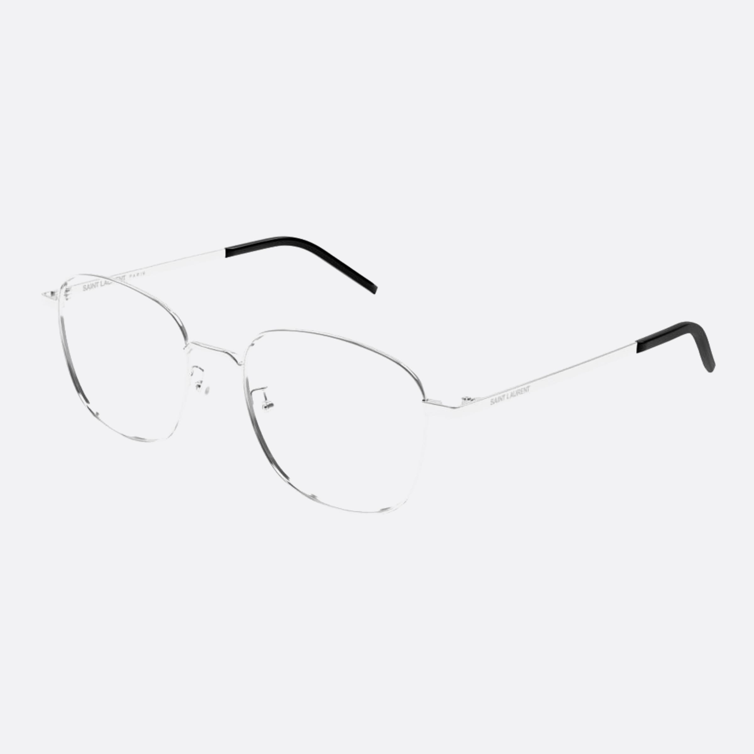 Saint 53mm Laurent Silver Round Unisex Eyeglasses - Side View