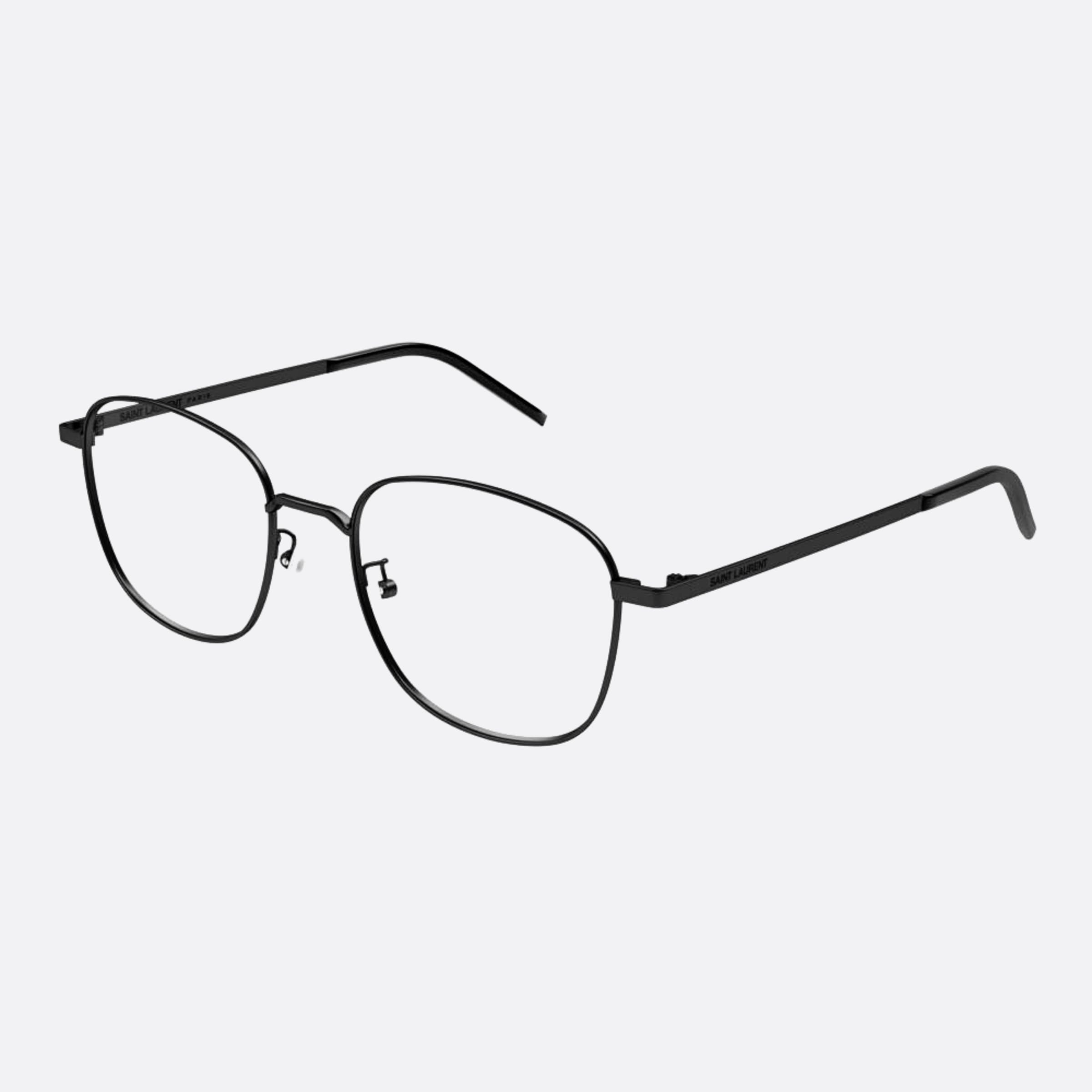 Saint 53mm Laurent Black Round Unisex Eyeglasses - Side View