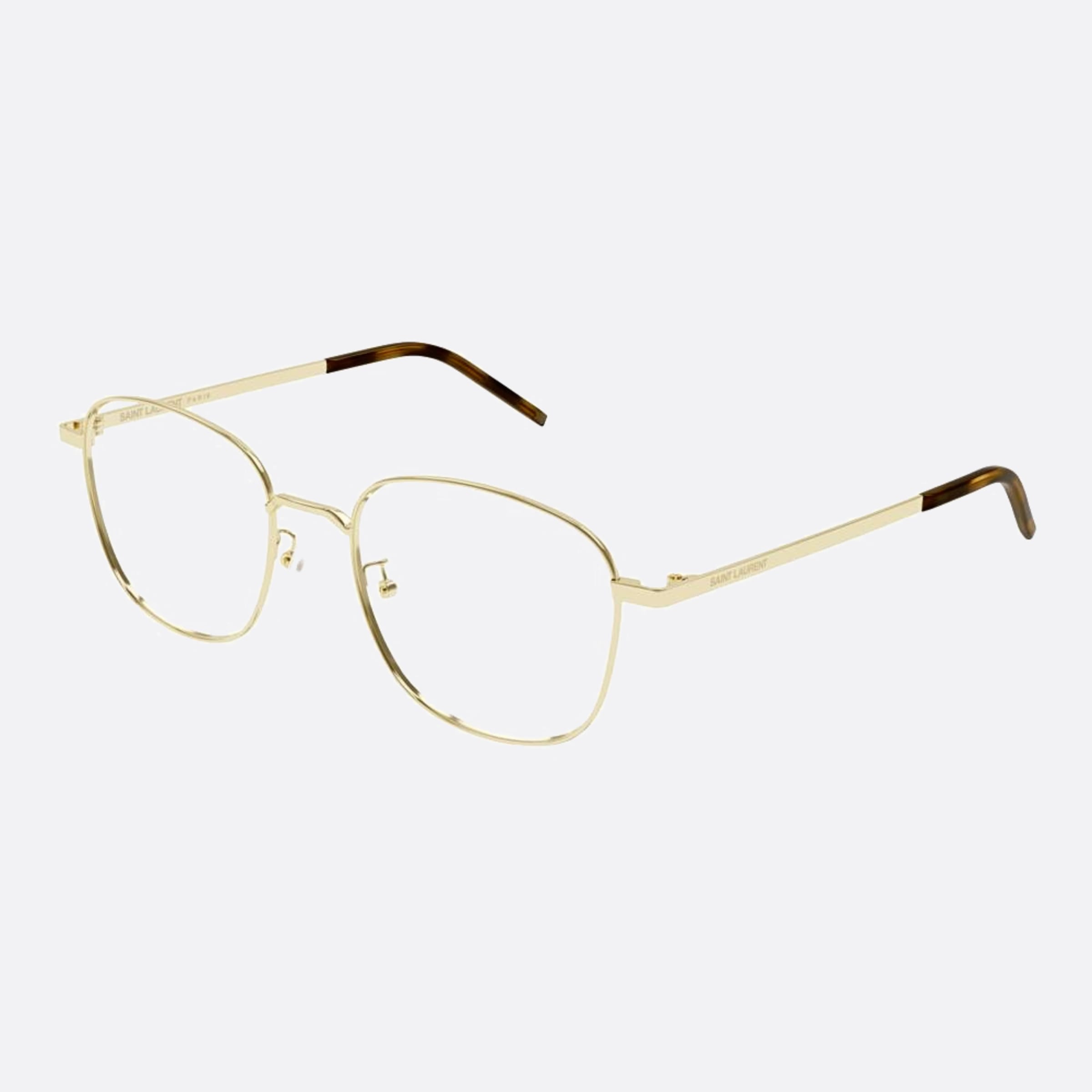 Saint 53mm Laurent Gold Round Unisex Eyeglasses - Side View