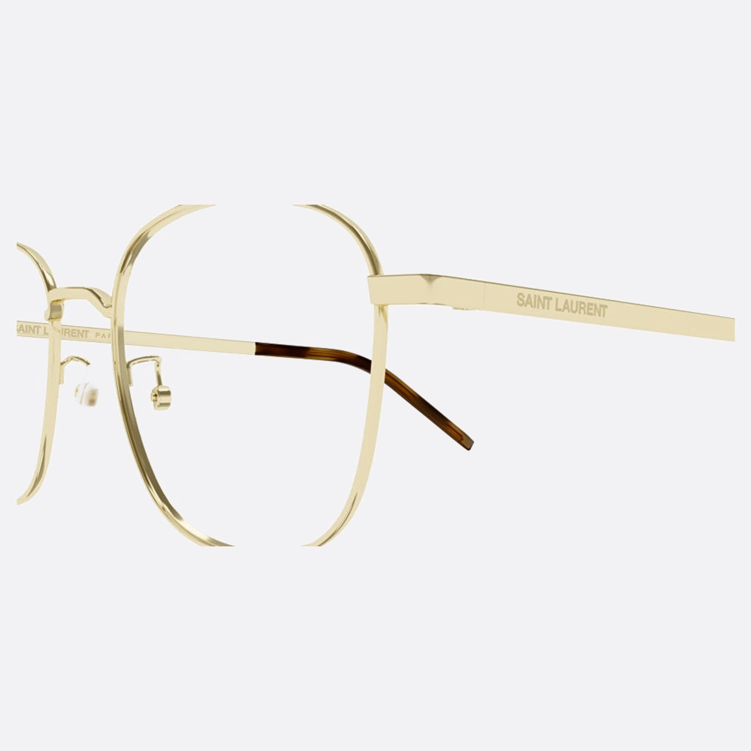 Saint 53mm Laurent Gold Round Unisex Eyeglasses - Detail View