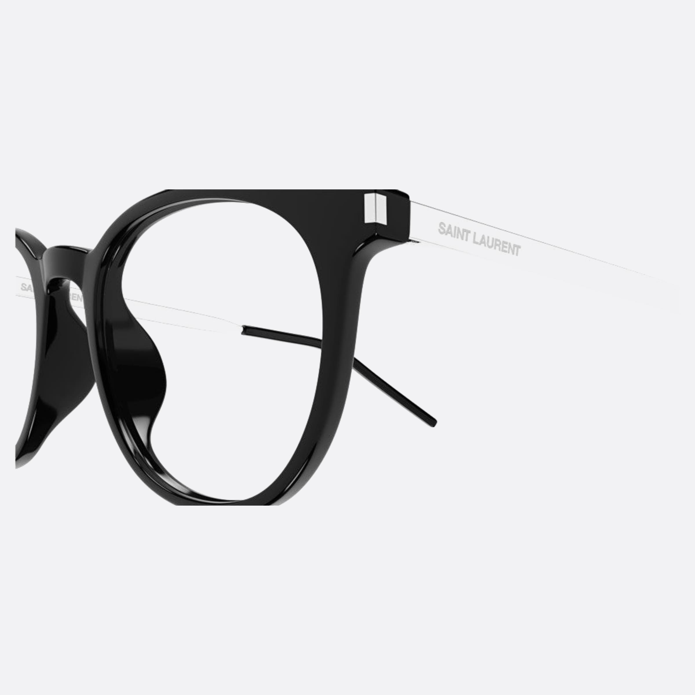Saint 52mm Laurent Black Round Unisex Eyeglasses - Detail View