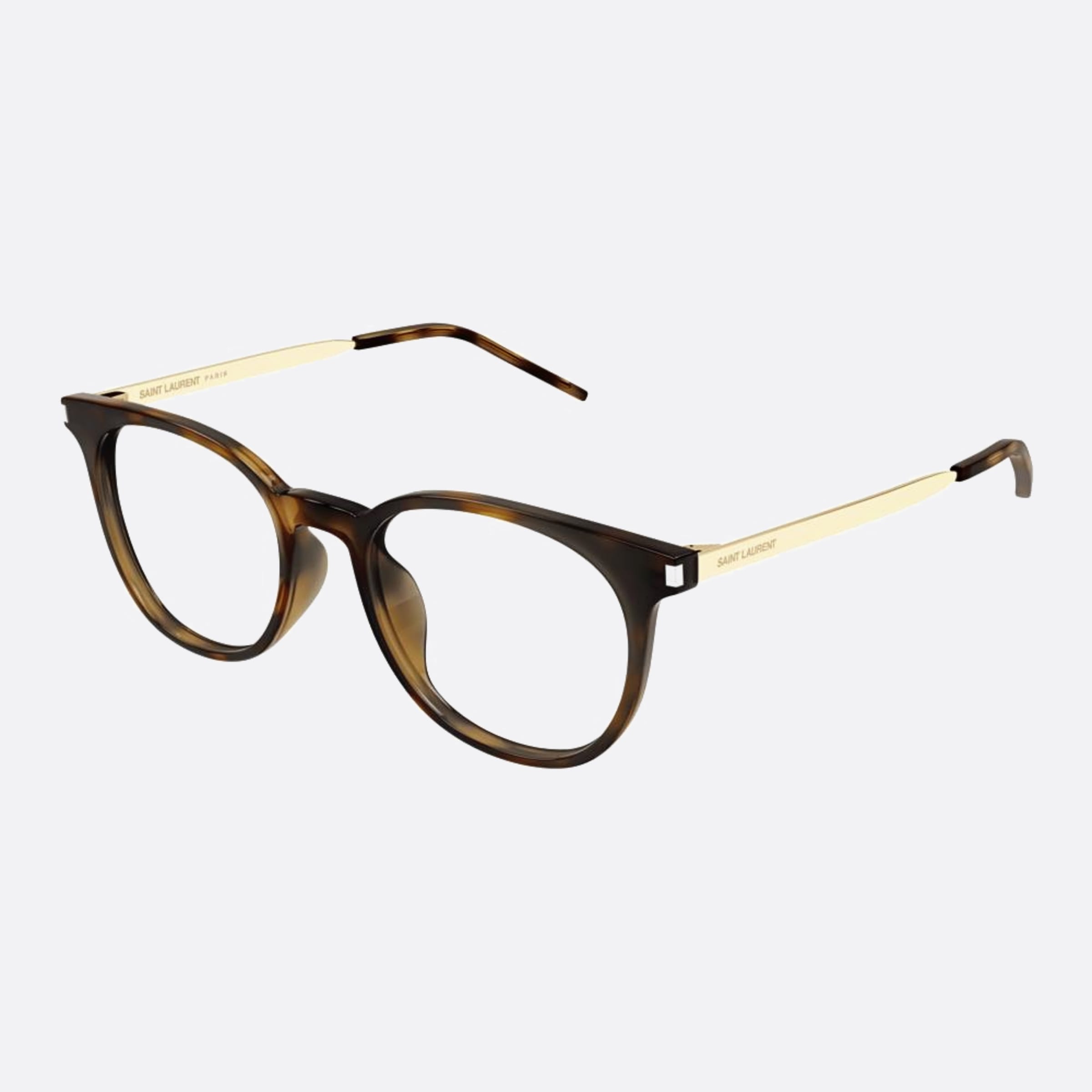 Saint 52mm Laurent Havana Round Unisex Eyeglasses - Side View