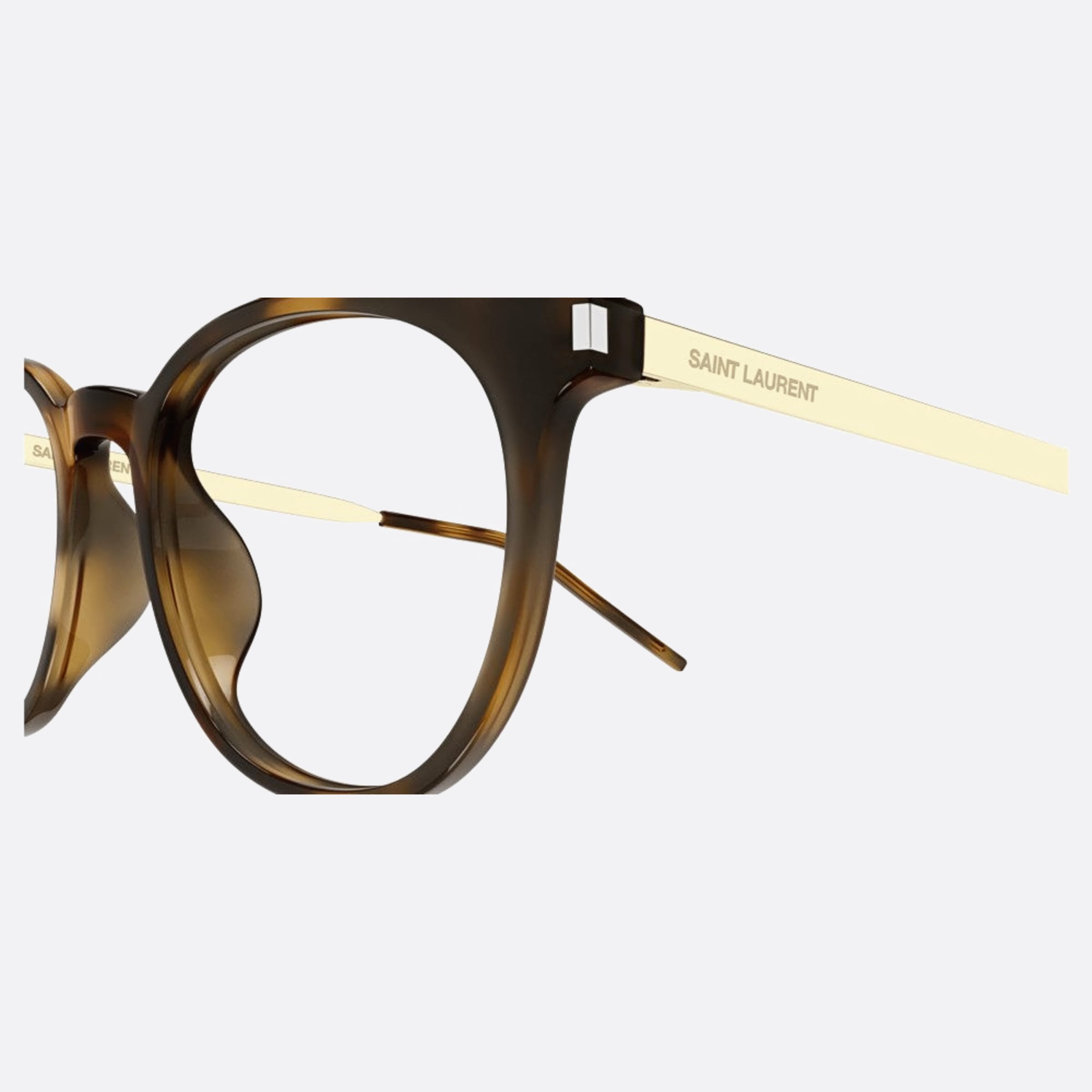 Saint 52mm Laurent Havana Round Unisex Eyeglasses - Detail View