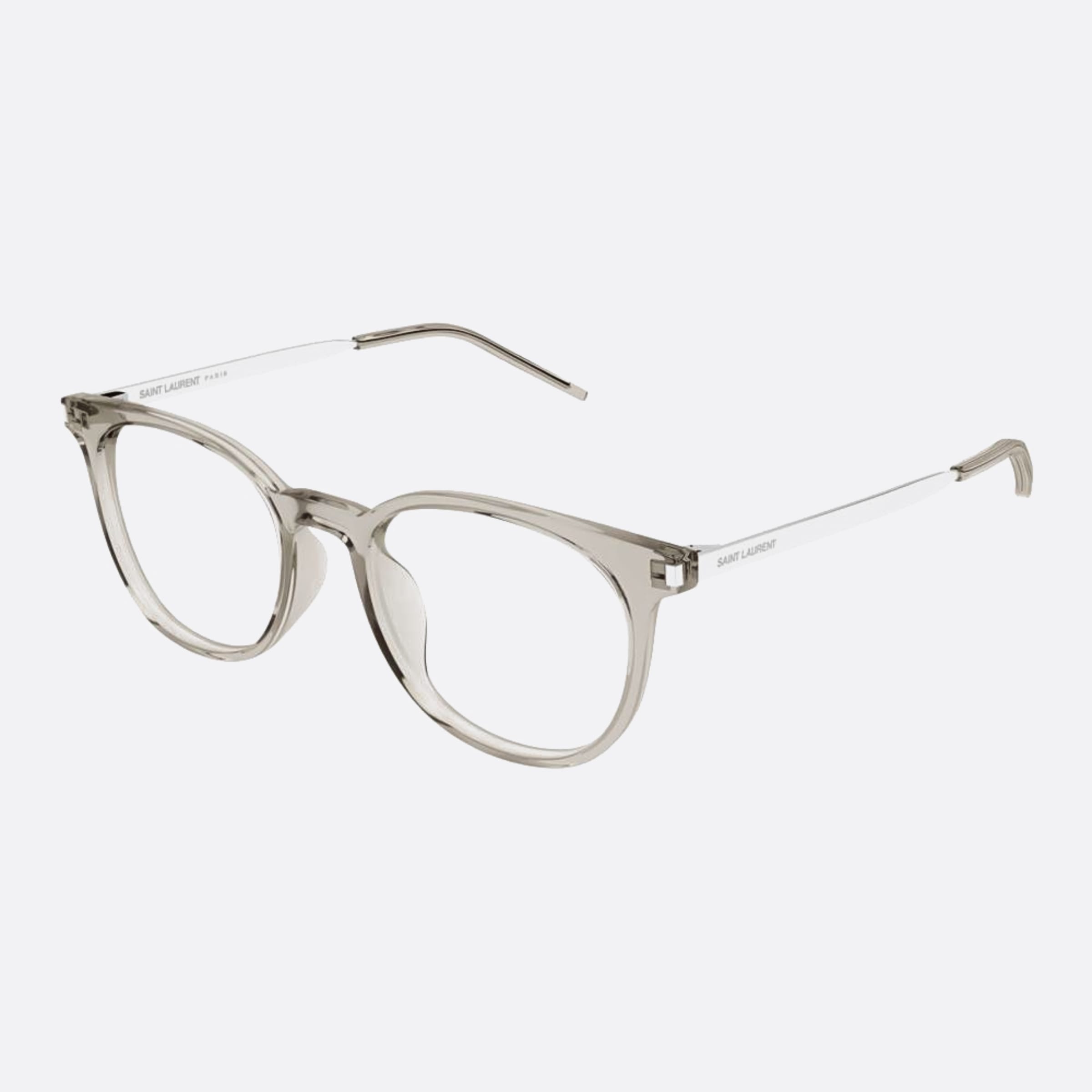Saint 52mm Laurent Brown Round Unisex Eyeglasses - Side View
