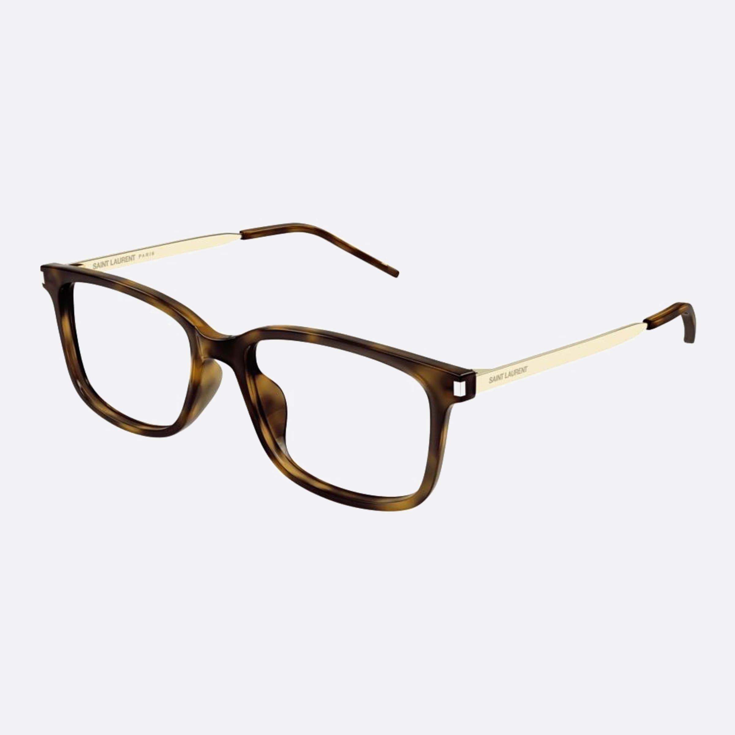 Saint 55mm Laurent Havana Squared Unisex Eyeglasses - Side View