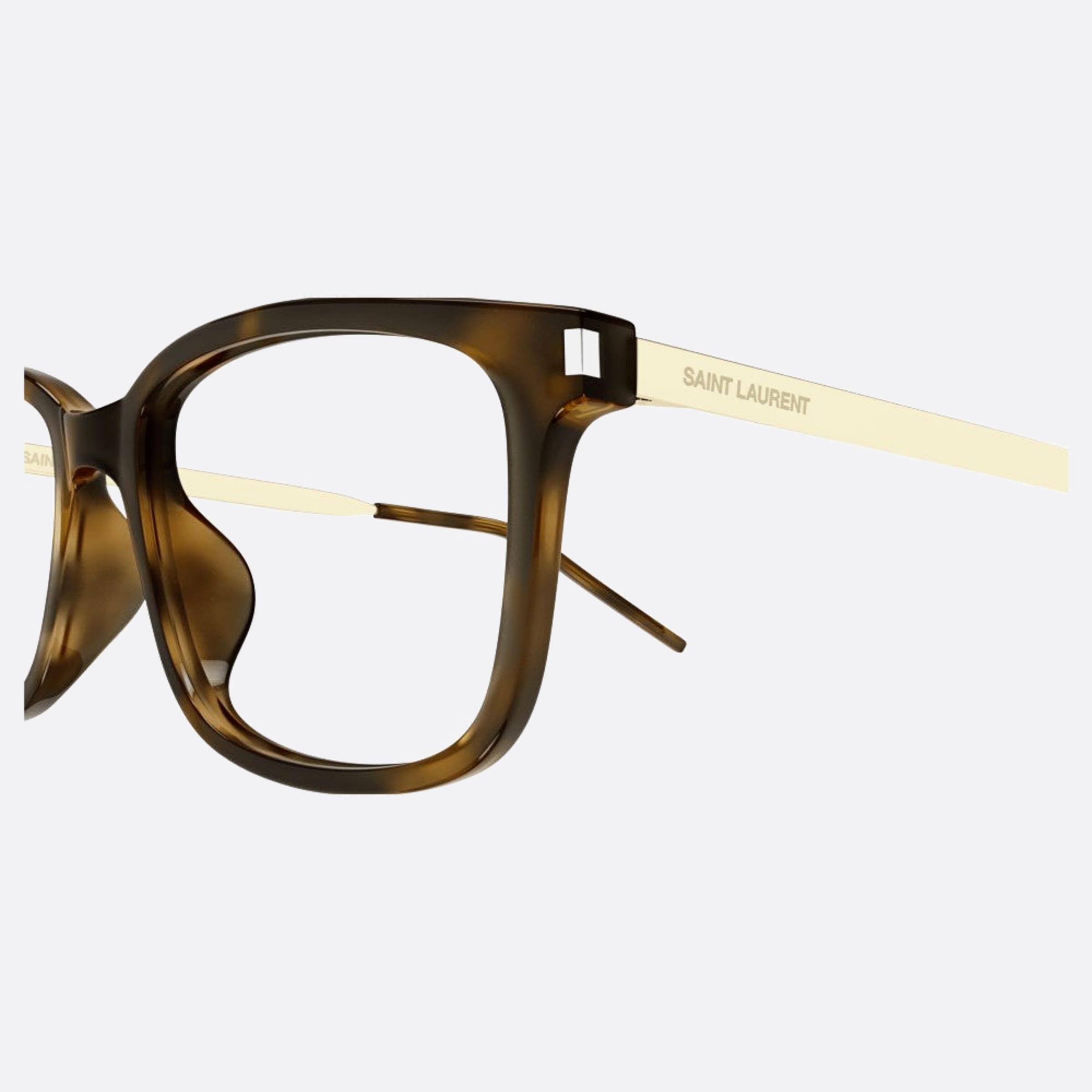 Saint 55mm Laurent Havana Squared Unisex Eyeglasses - Detail View