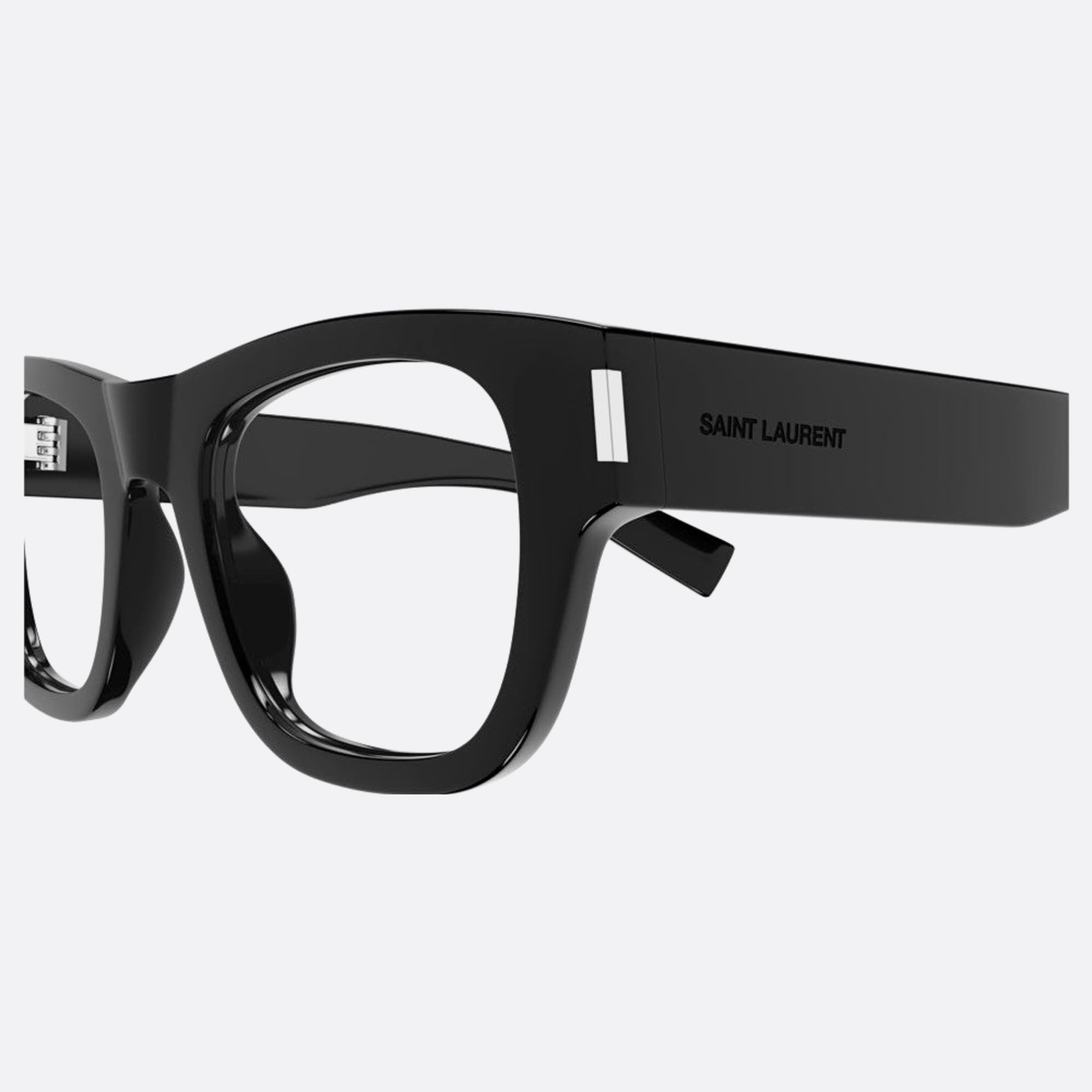Saint 50mm Laurent Black Squared Unisex Eyeglasses - Detail View