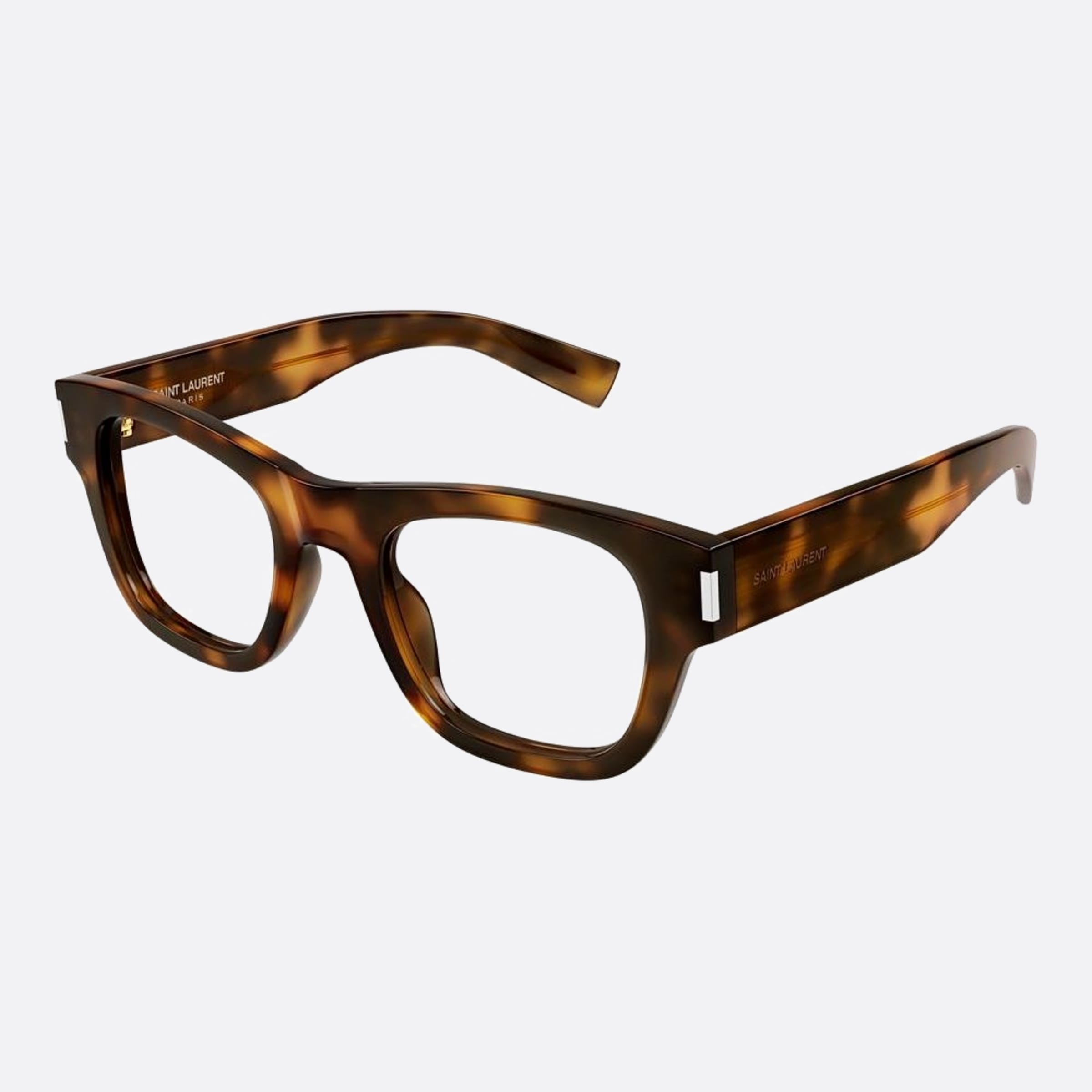 Saint 50mm Laurent Havana Squared Unisex Eyeglasses - Side View
