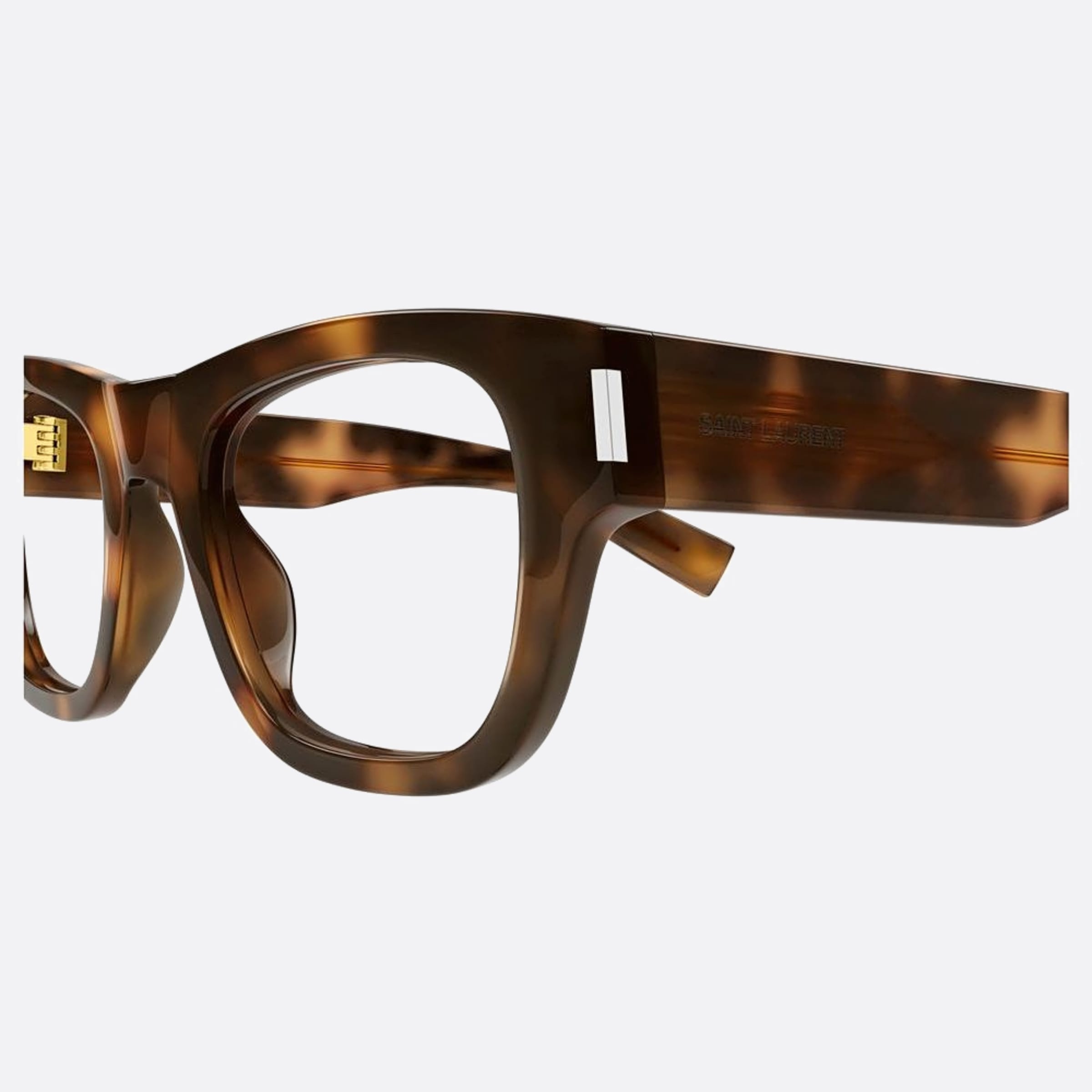 Saint 50mm Laurent Havana Squared Unisex Eyeglasses - Lifestyle Shot