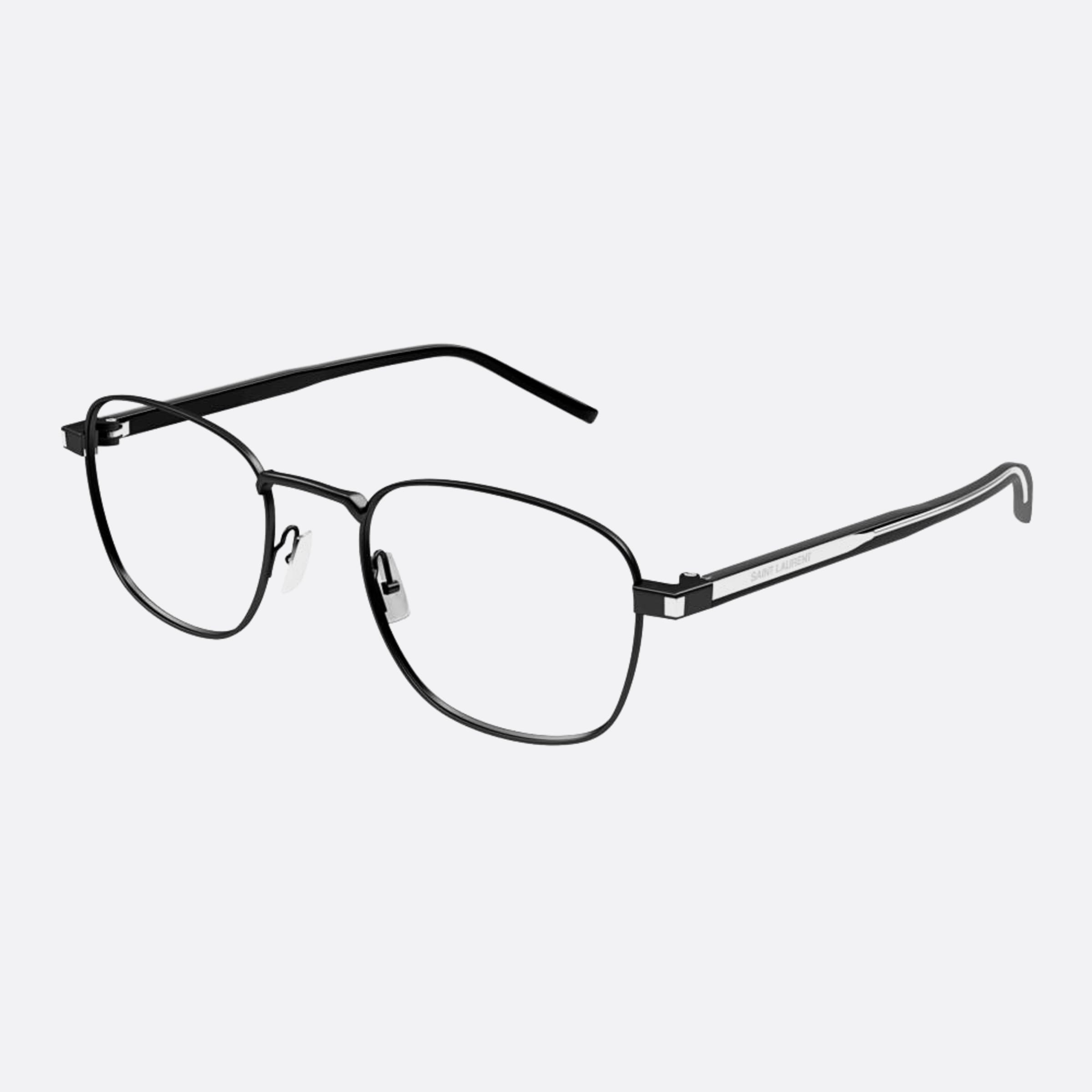 Saint 51mm Laurent Black Round Unisex Eyeglasses - Side View
