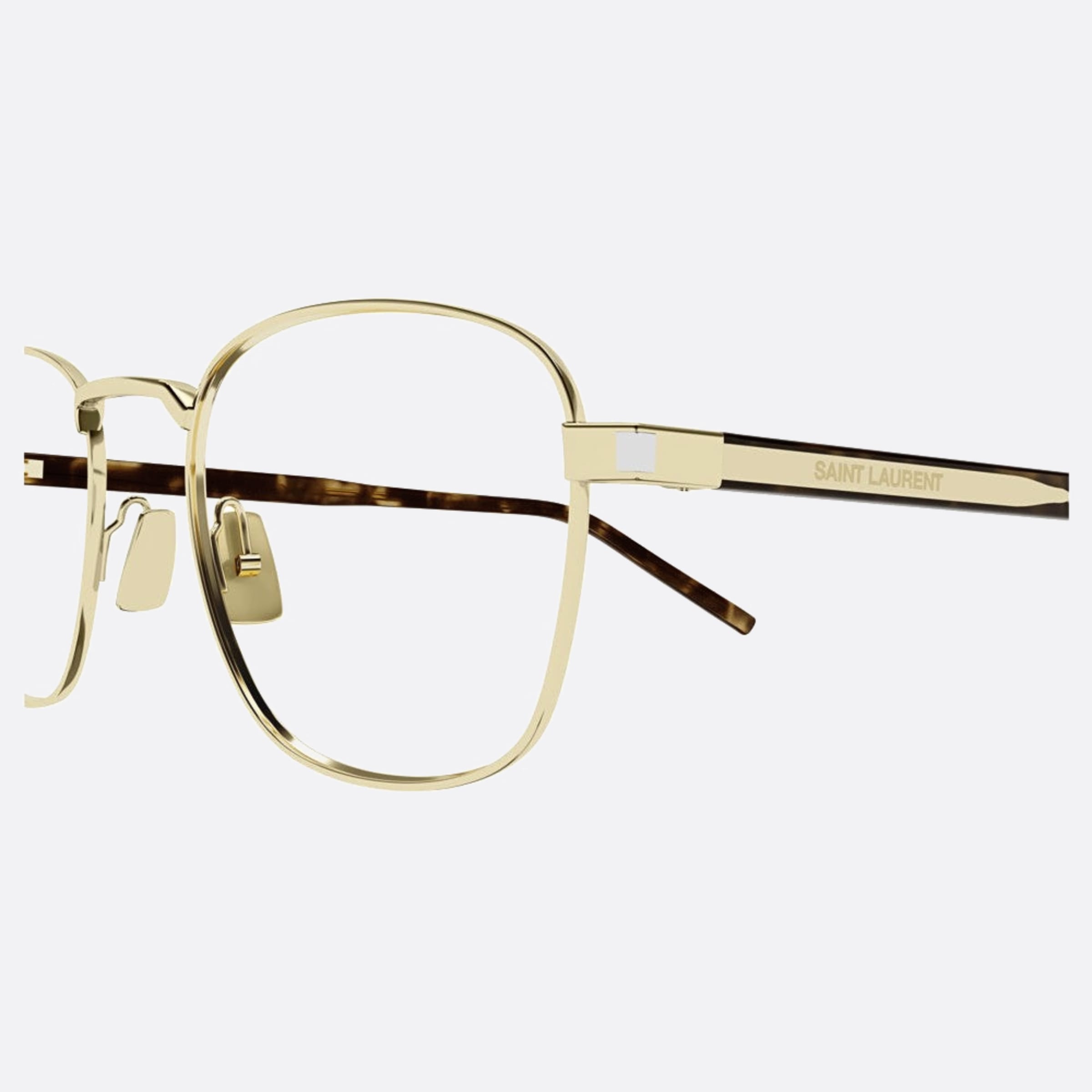 Saint 51mm Laurent Gold Round Unisex Eyeglasses - Detail View