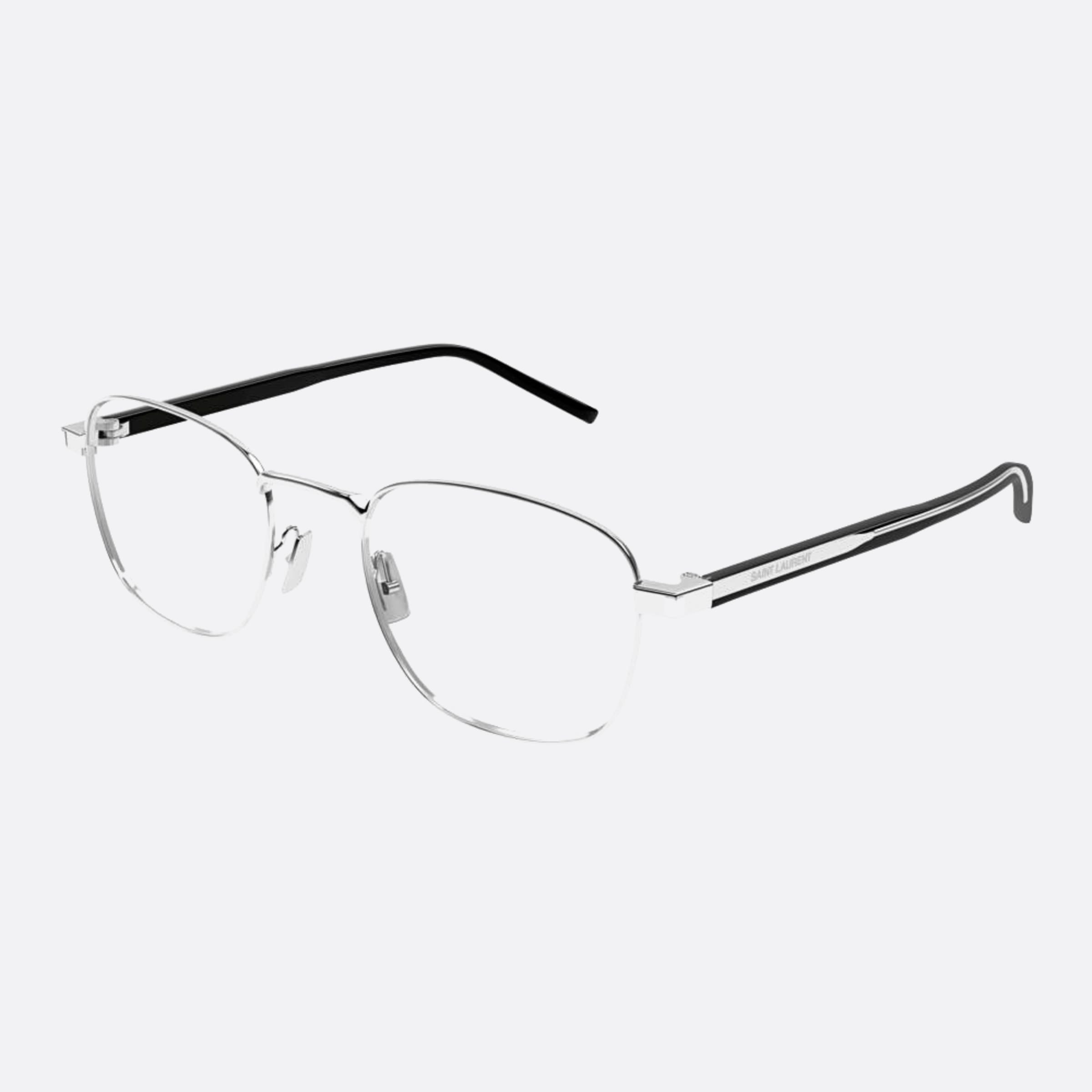 Saint 53mm Laurent Silver Round Unisex Eyeglasses - Side View