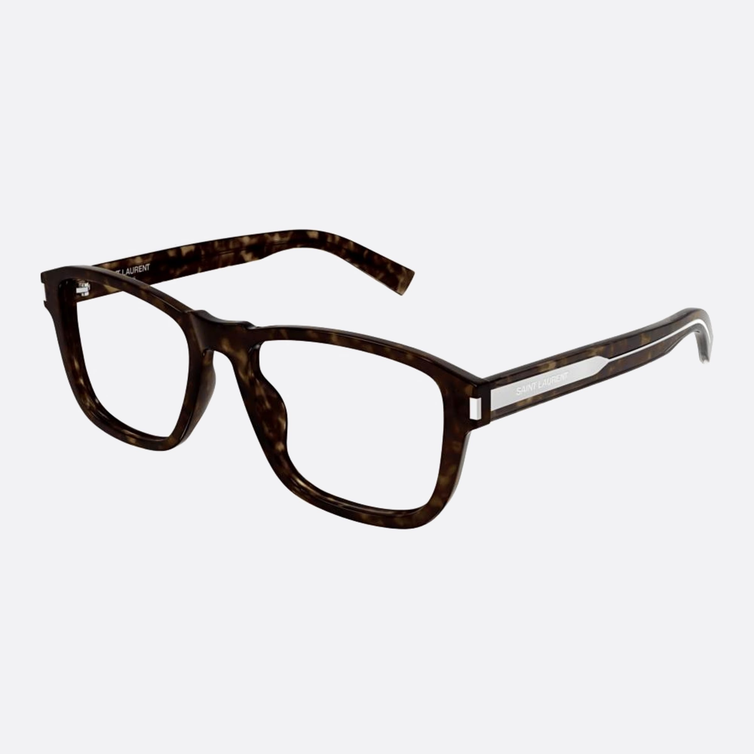 Saint 54mm Laurent Opt Havana Squared Man Eyeglasses - Side View