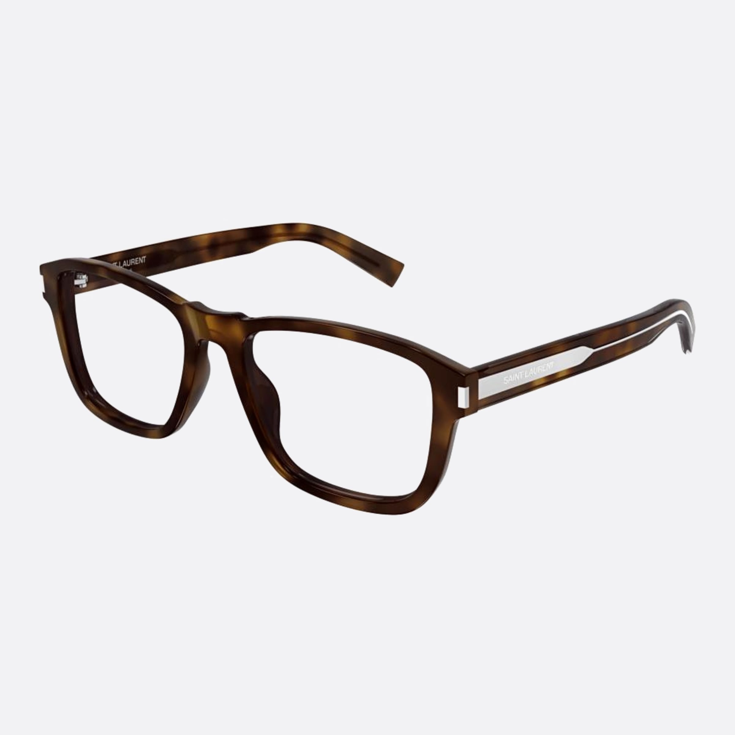 Saint 54mm Laurent Opt Havana Squared Man Eyeglasses - Side View