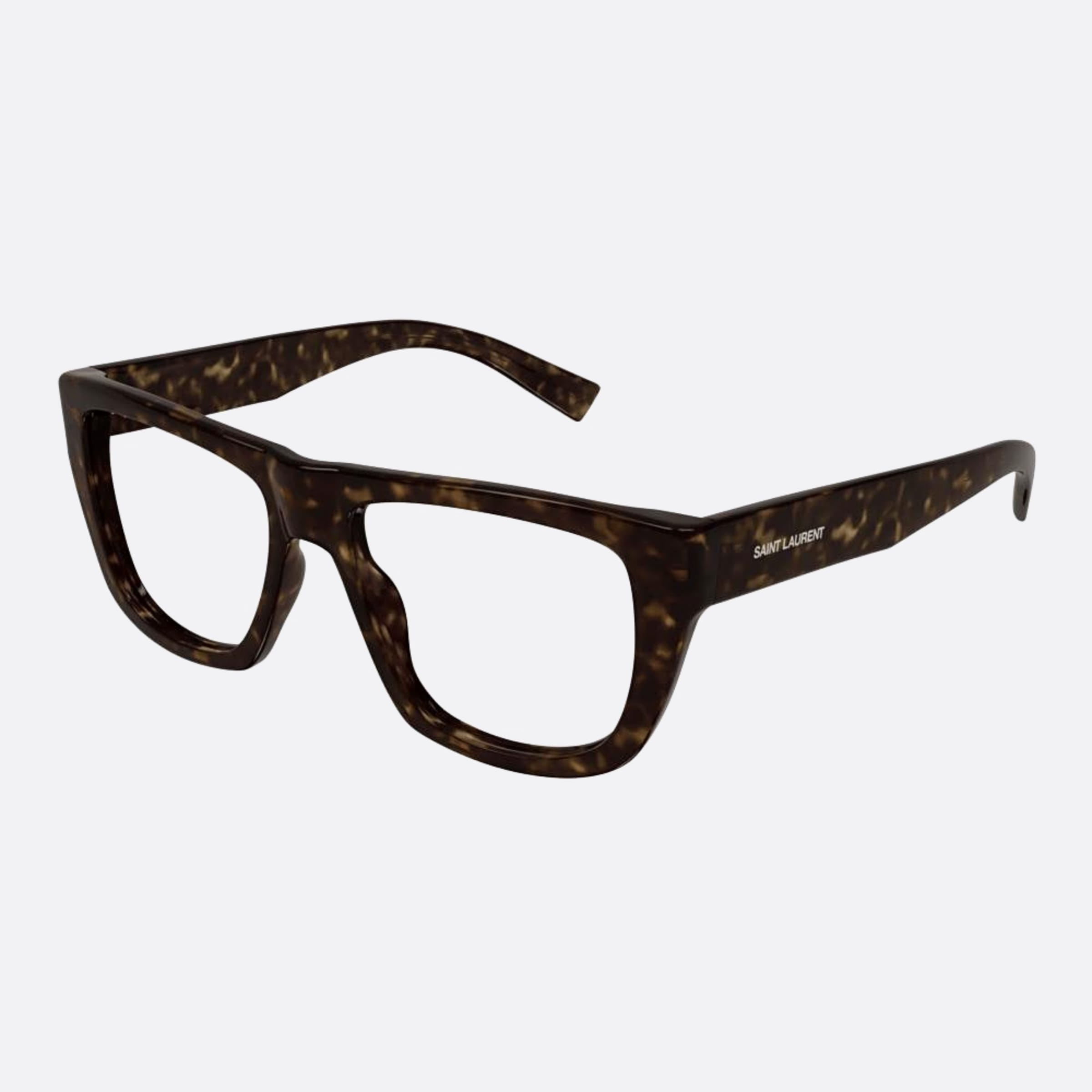 Saint 55mm Laurent Havana Squared Unisex Eyeglasses - Side View