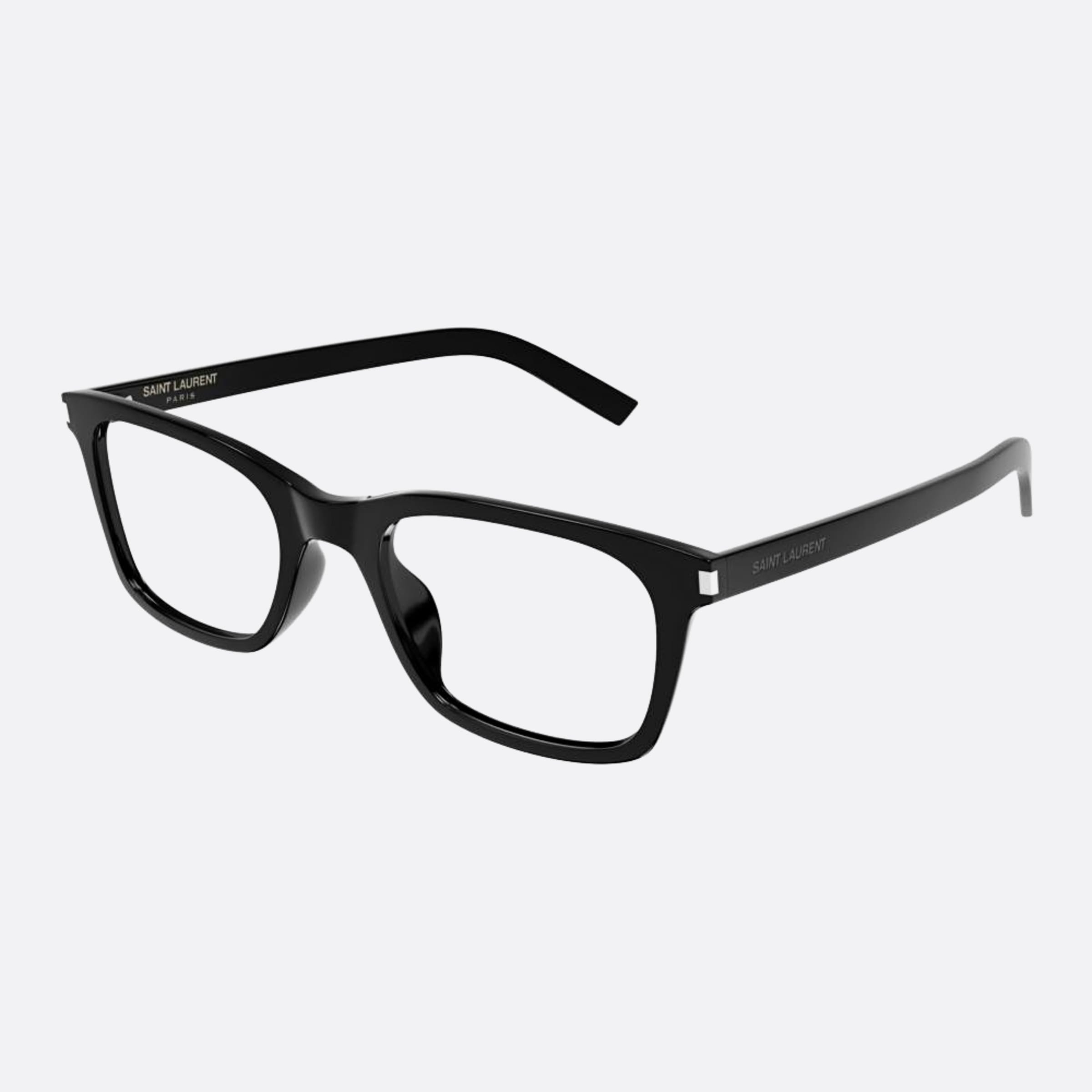 Saint 51mm Laurent Black Squared Men Eyeglasses - Side View