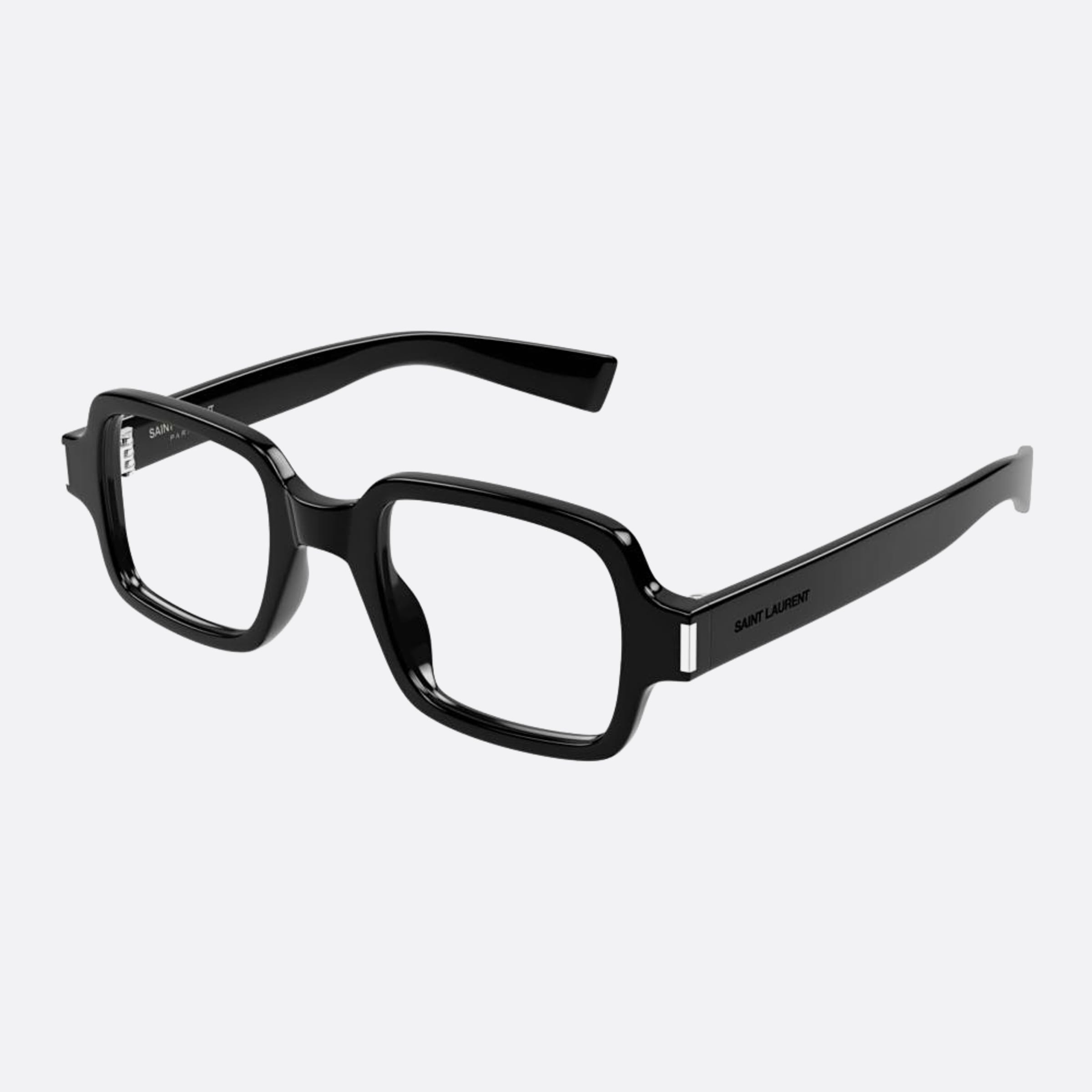 Saint 48mm Laurent Opt Black Rectangle Unisex Eyeglasses - Side View