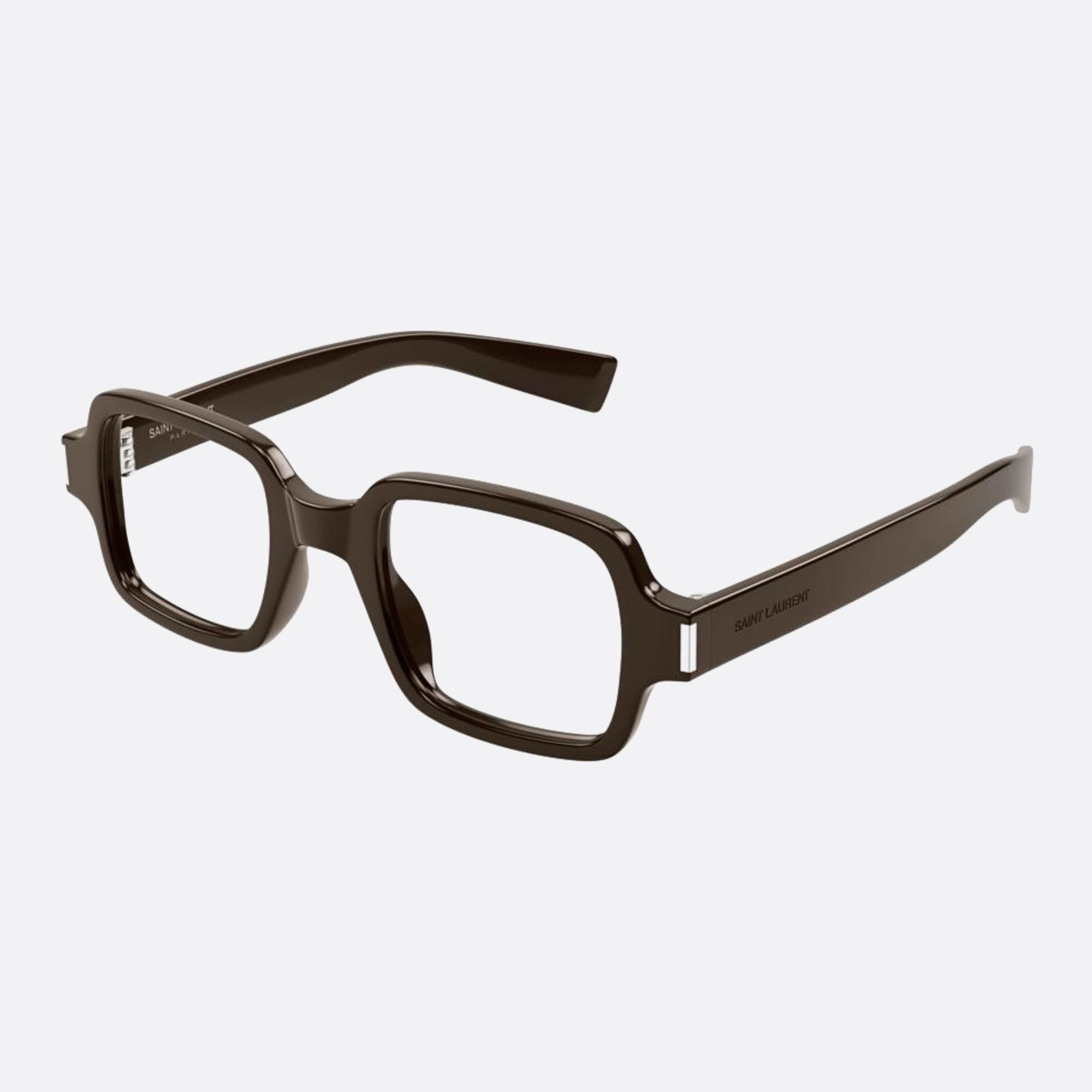 Saint 48mm Laurent Opt Brown Rectangle Unisex Eyeglasses - Side View
