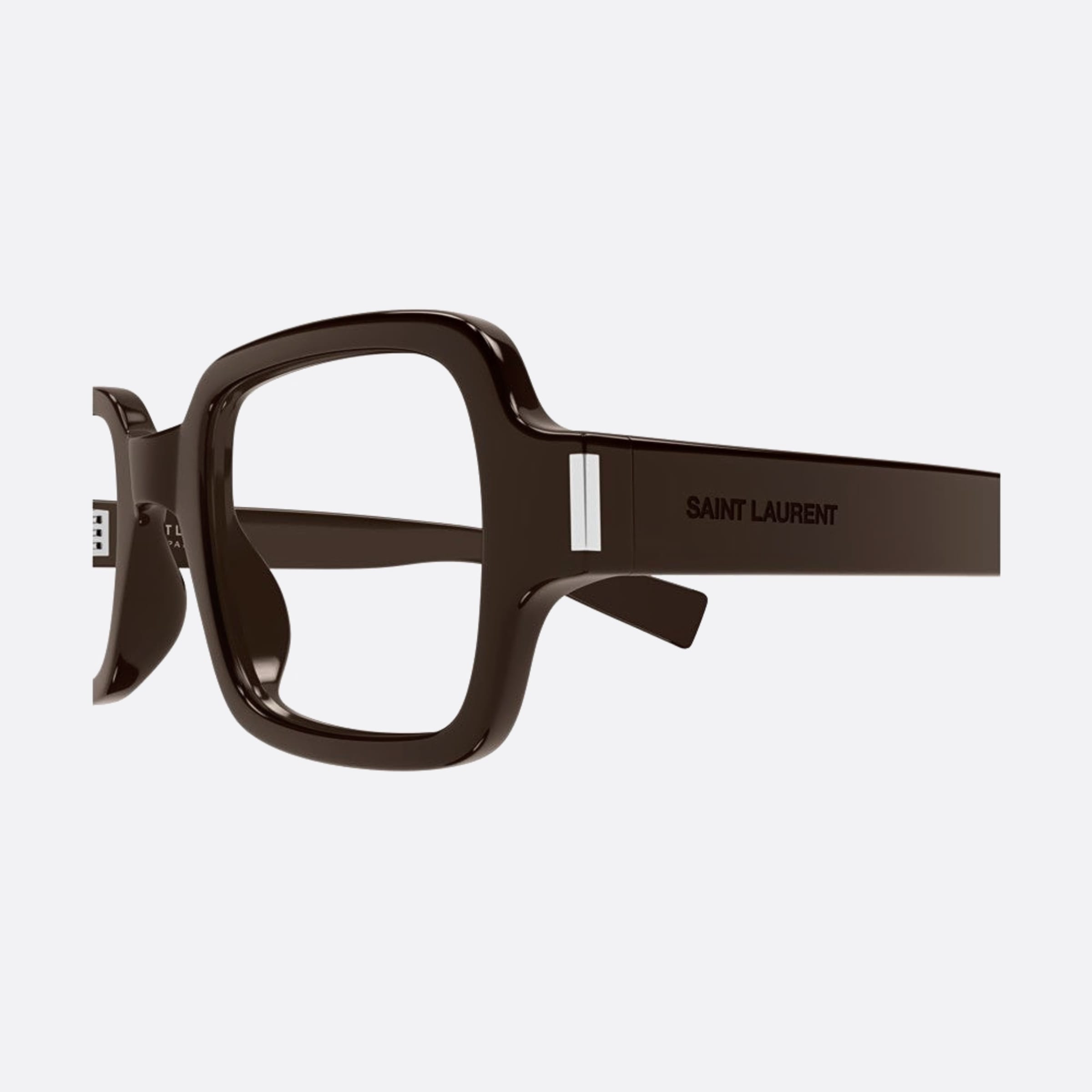 Saint 48mm Laurent Opt Brown Rectangle Unisex Eyeglasses - Detail View
