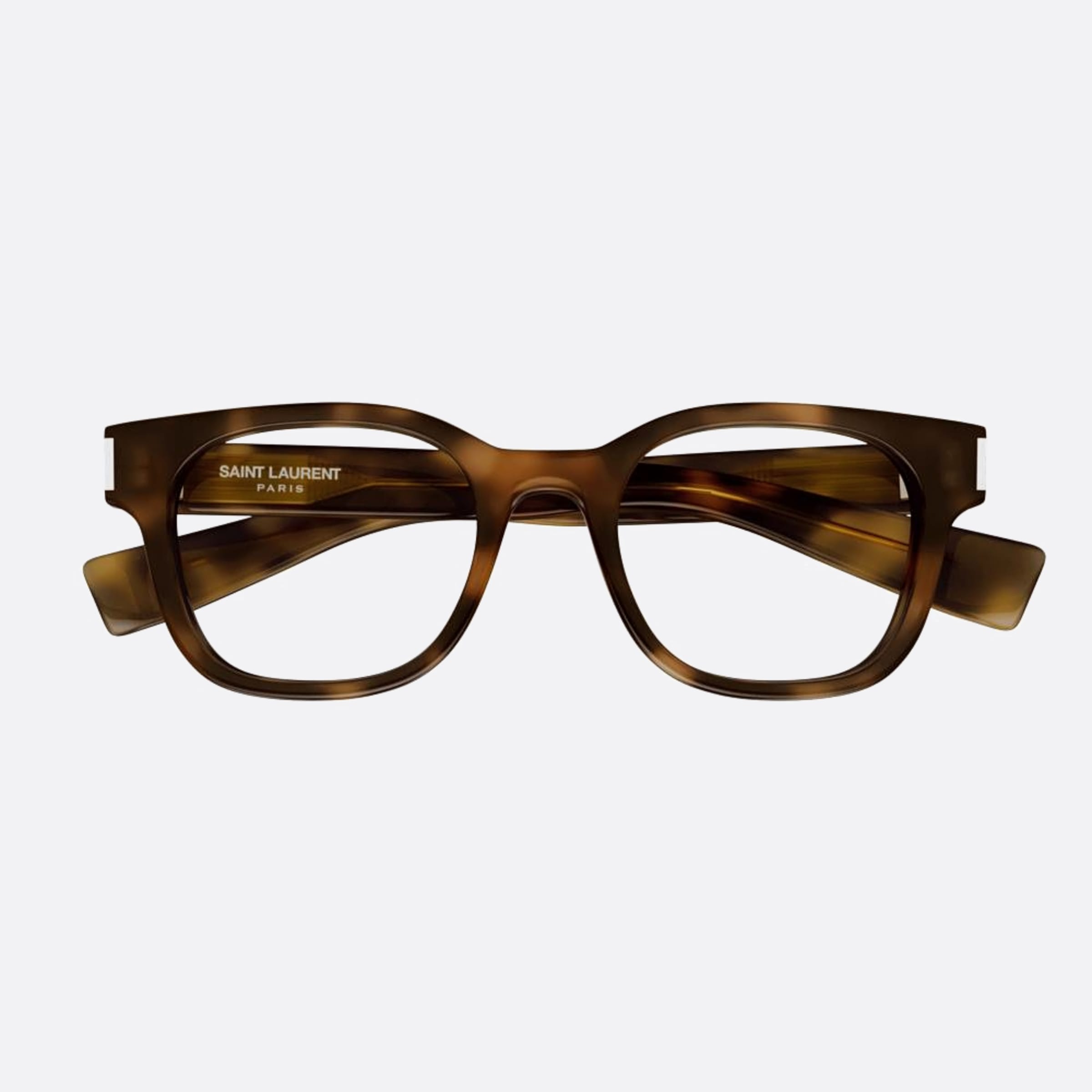 Saint 49mm Laurent Havana Squared Unisex Eyeglasses - Main View