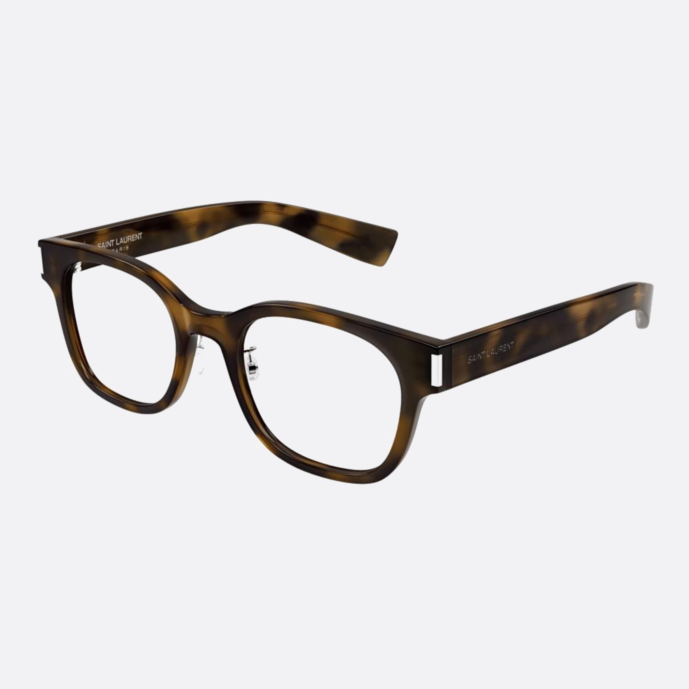 Saint 49mm Laurent Havana Squared Unisex Eyeglasses - Side View