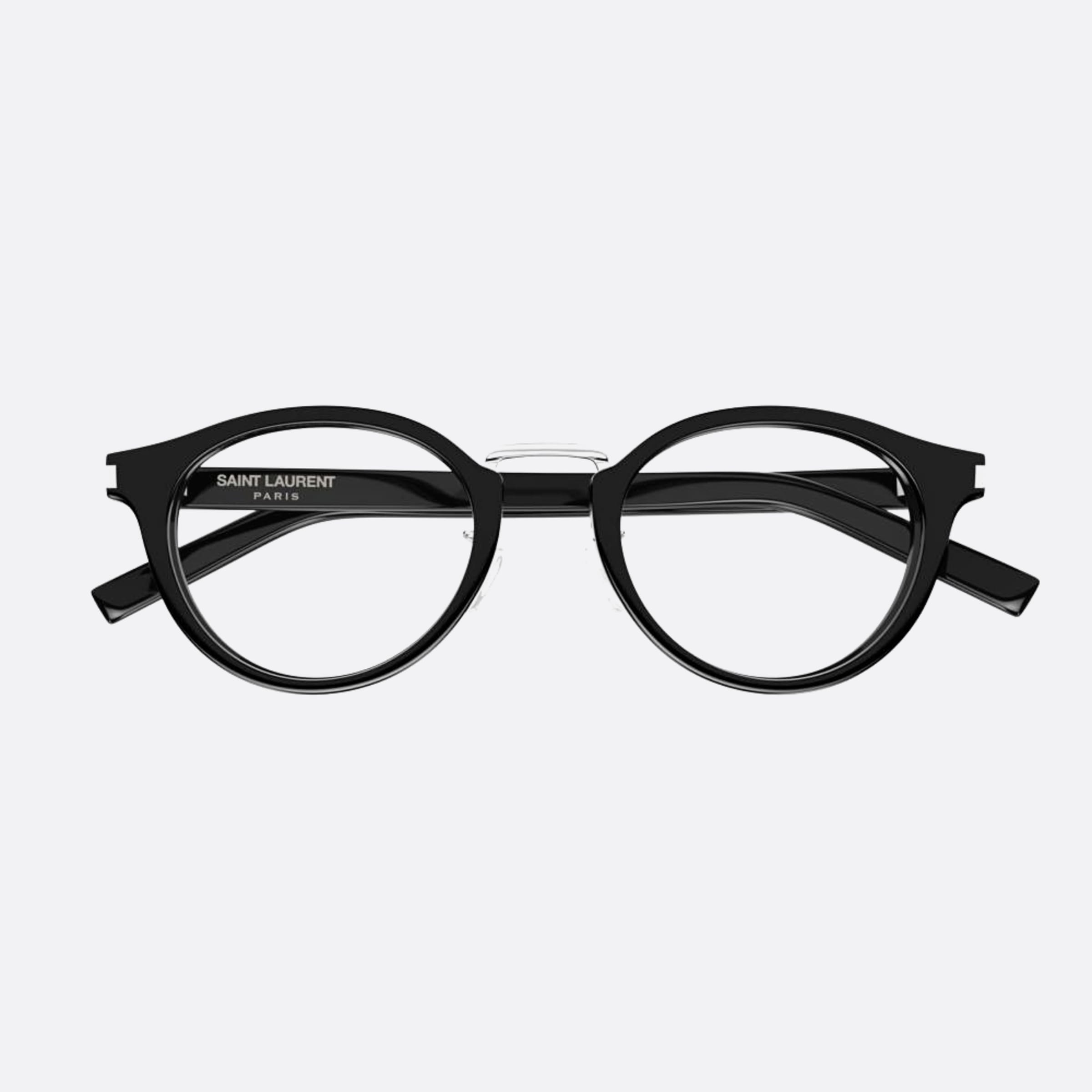 Saint 49mm Laurent Black Round Unisex Eyeglasses - Main View
