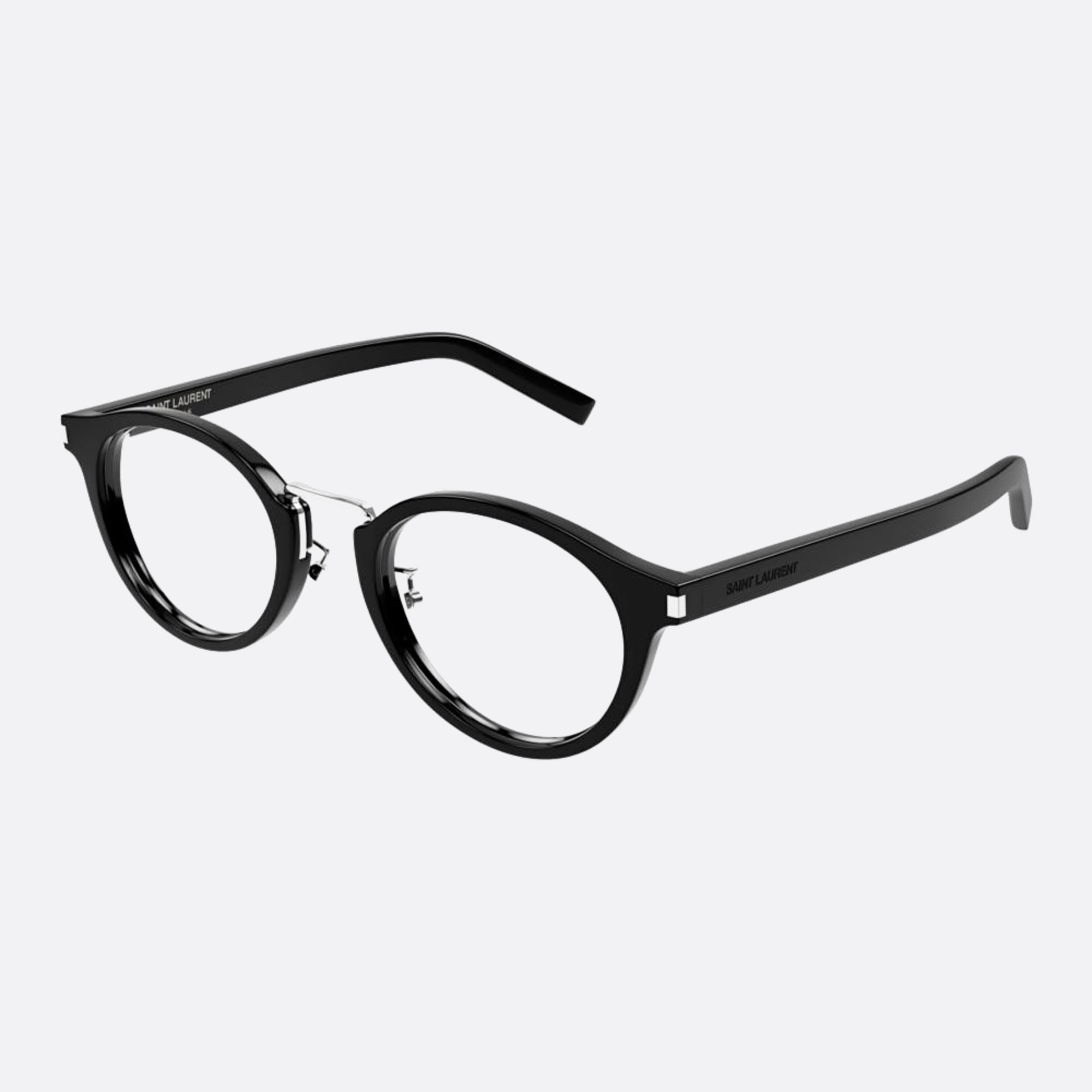 Saint 49mm Laurent Black Round Unisex Eyeglasses - Side View