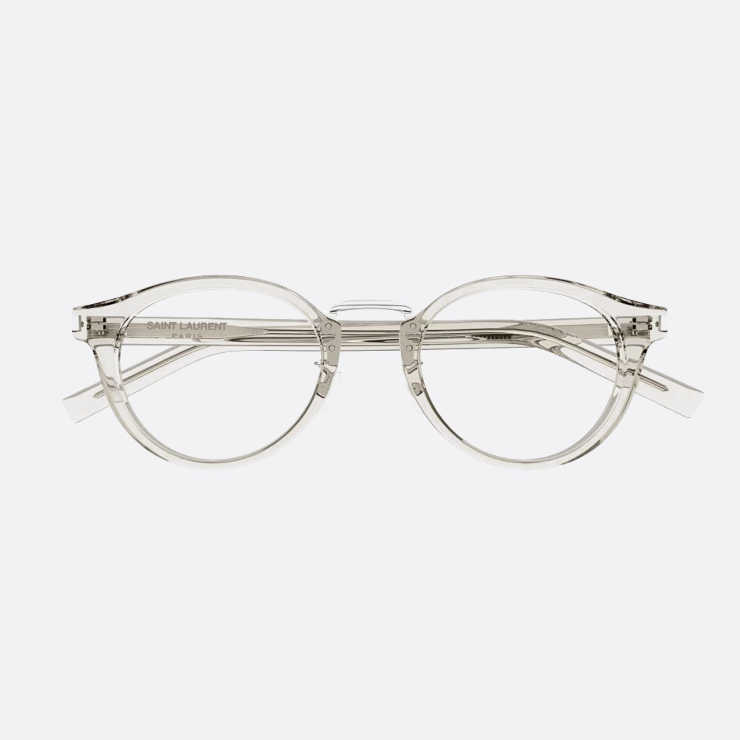 Saint 49mm Laurent Grey Round Unisex Eyeglasses - Main View