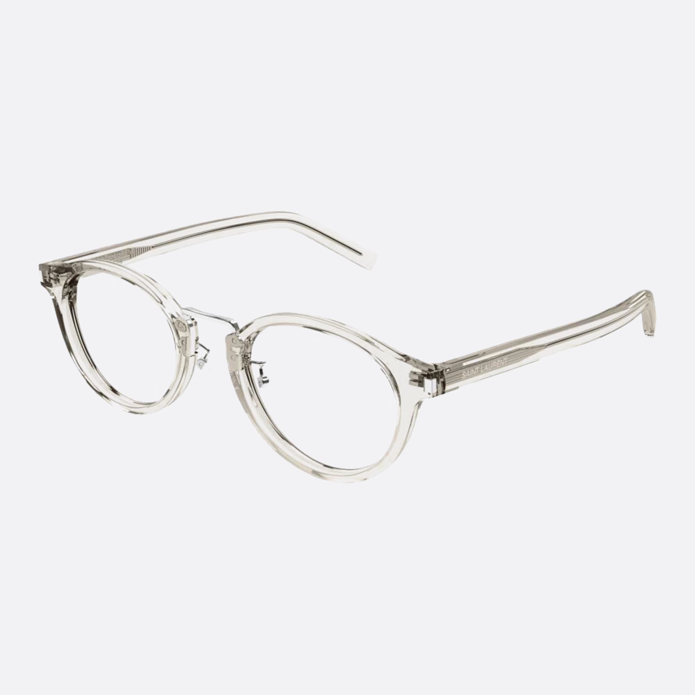 Saint 49mm Laurent Grey Round Unisex Eyeglasses - Side View