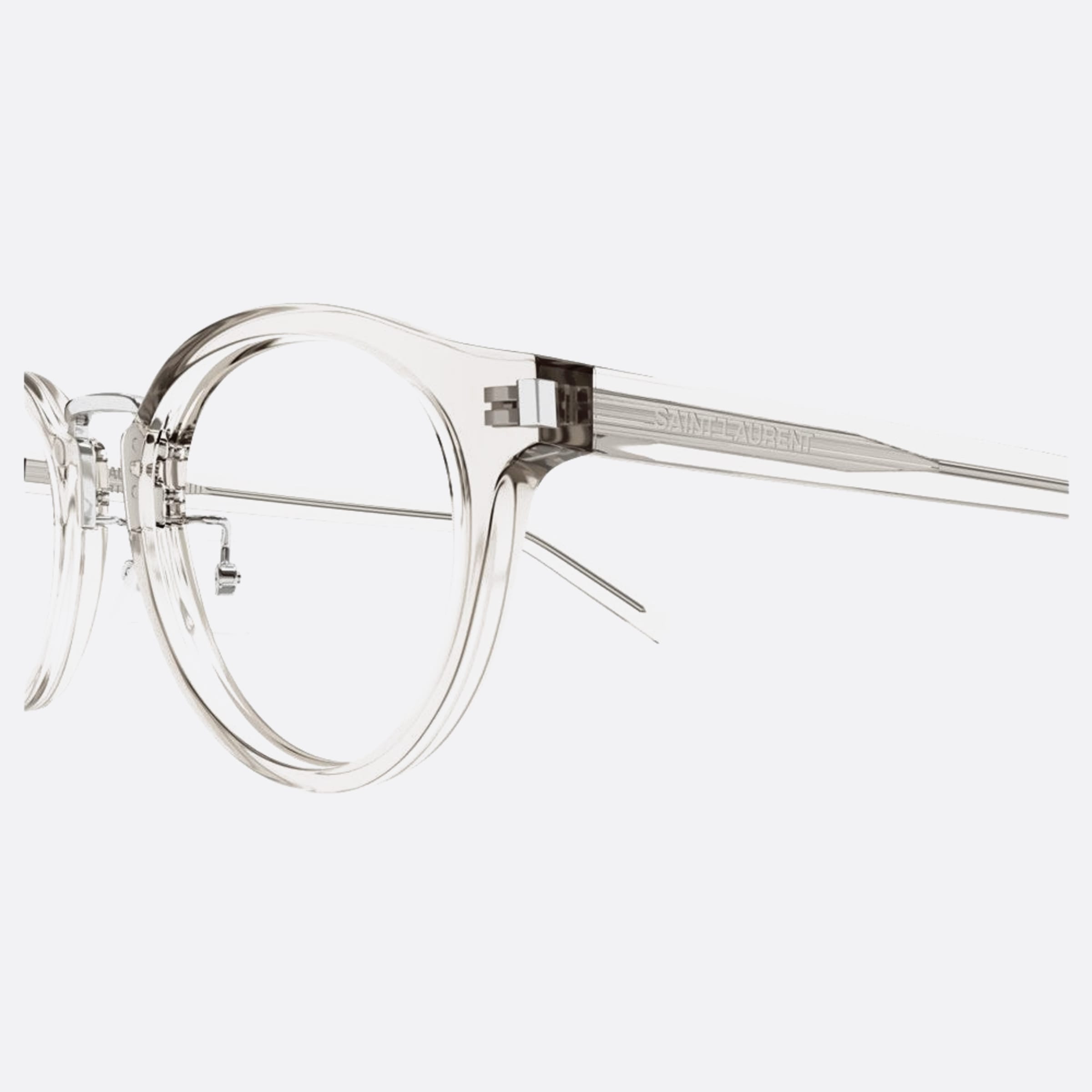 Saint 49mm Laurent Grey Round Unisex Eyeglasses - Detail View