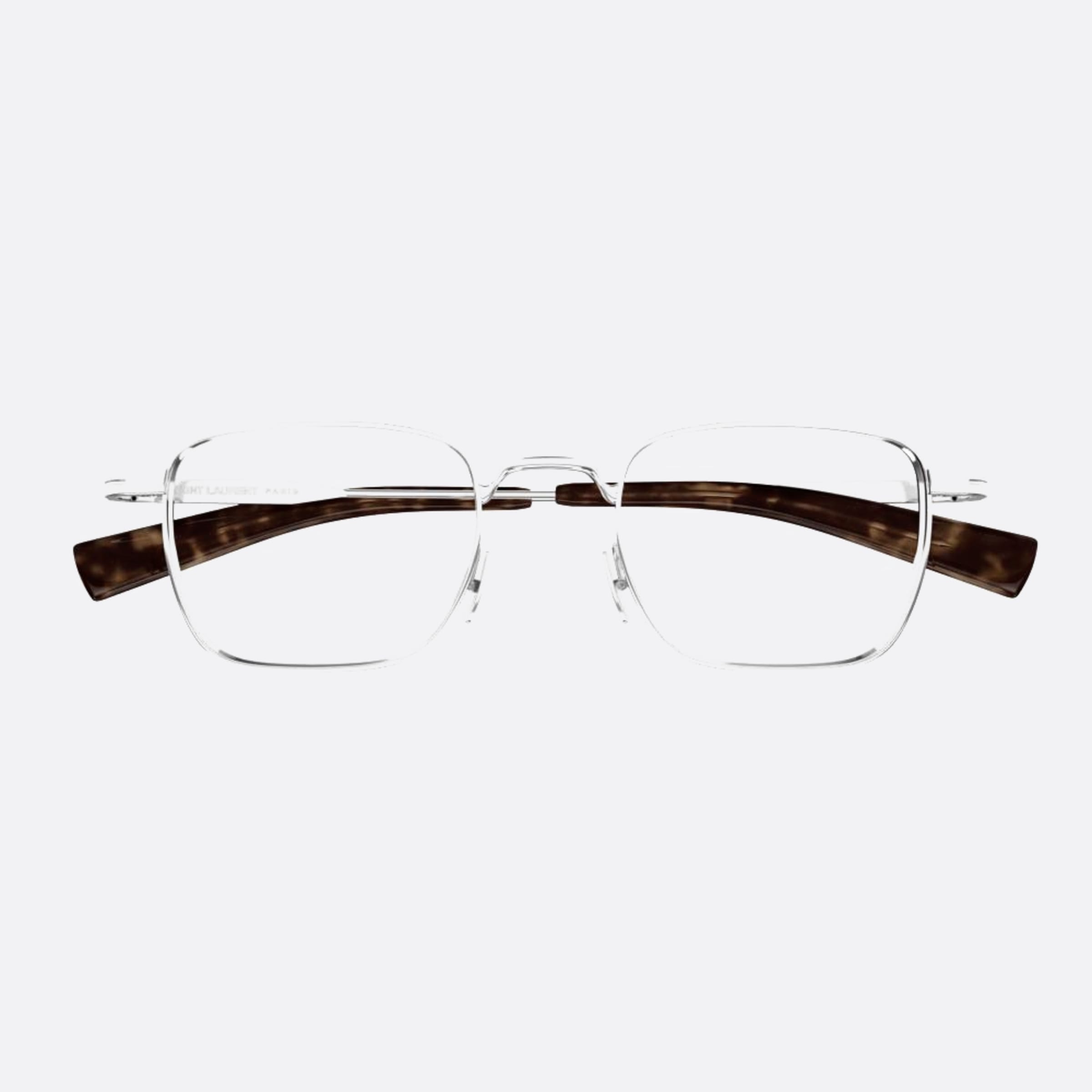 Saint 49mm Laurent Silver Rectangle Men Eyeglasses - Main View
