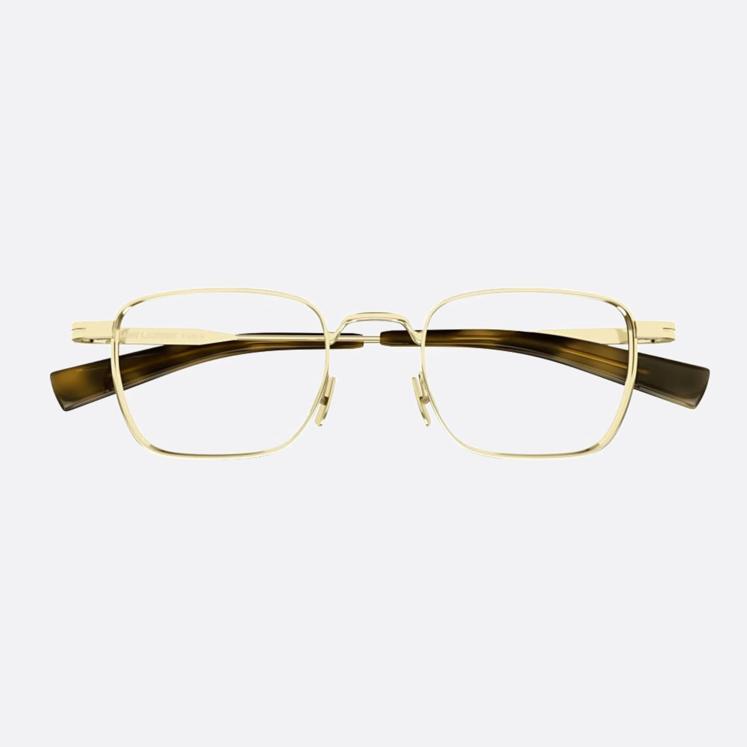 Saint 51mm Laurent Gold Rectangle Man Eyeglasses - Main View