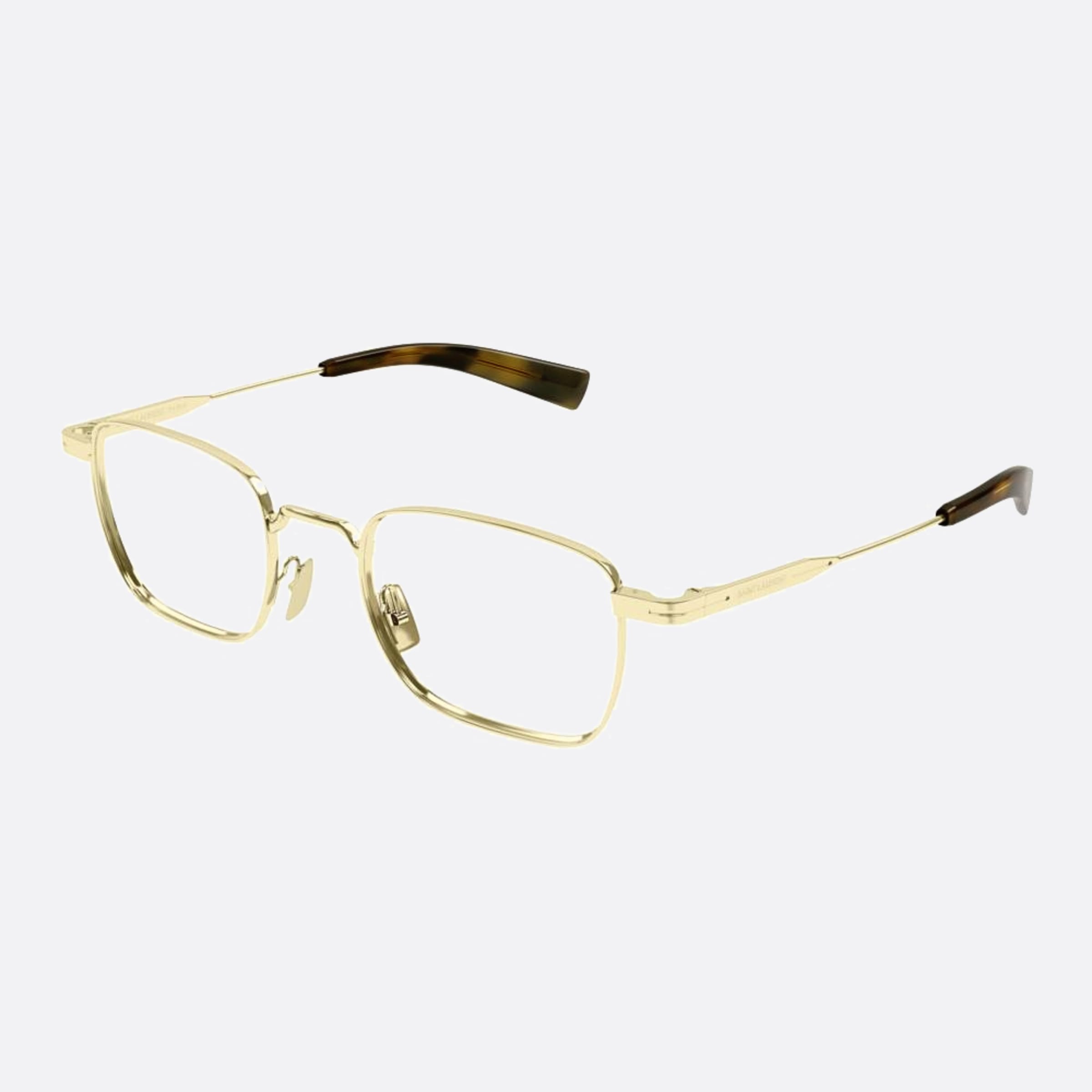 Saint 51mm Laurent Gold Rectangle Man Eyeglasses - Side View