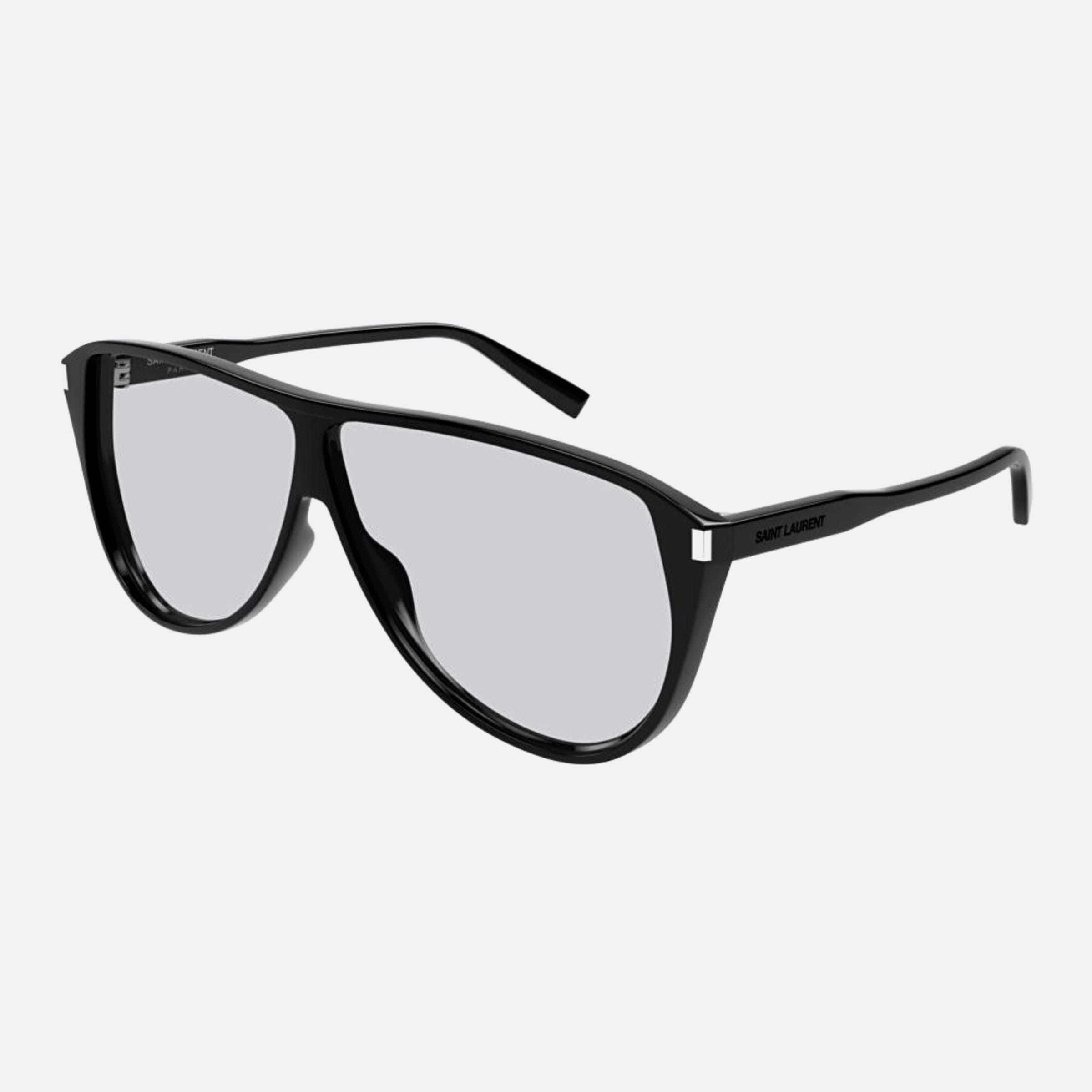 Saint 65mm Laurent Black Pilot Man Sunglasses - Side View