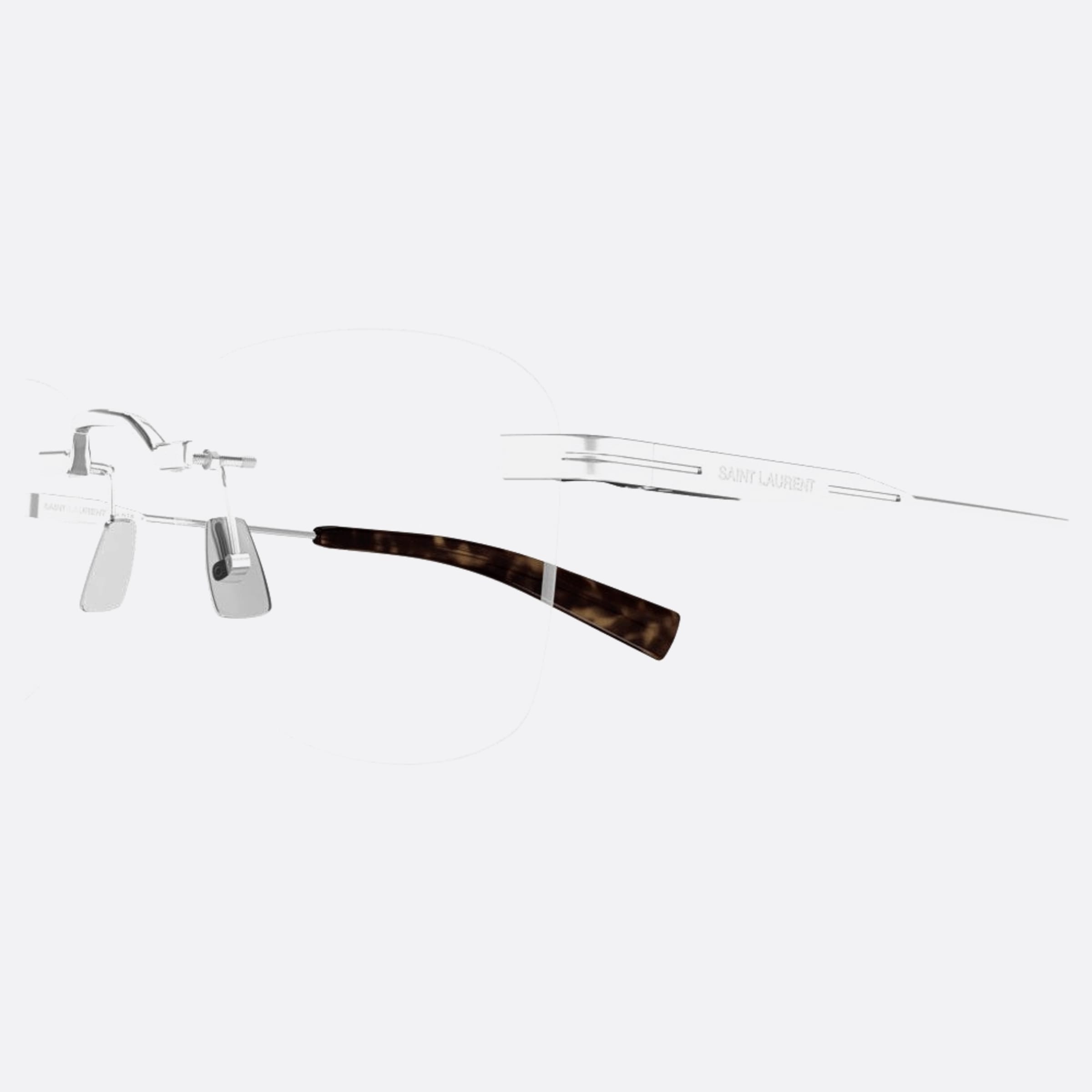 Saint 53mm Laurent Opt Silver Squared Unisex Eyeglasses - Detail View