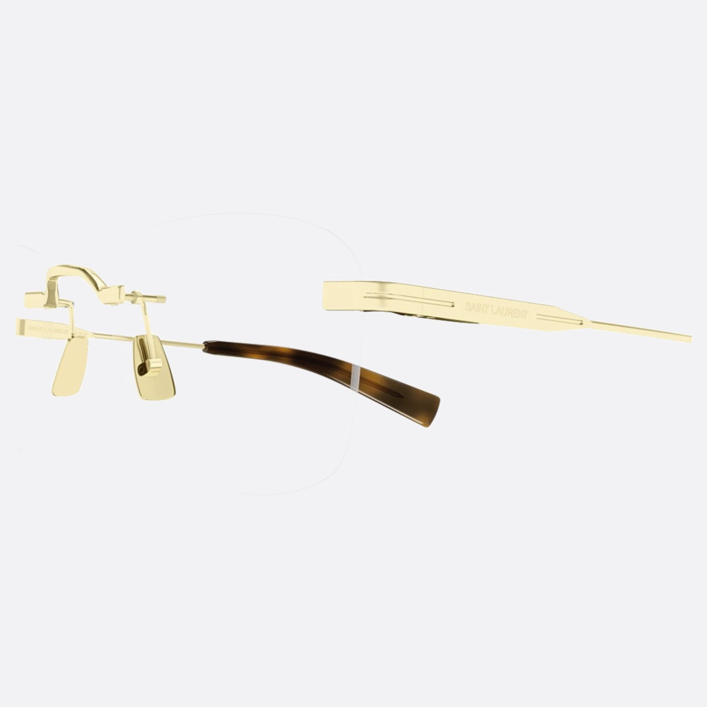 Saint 53mm Laurent Opt Gold Squared Unisex Eyeglasses - Detail View
