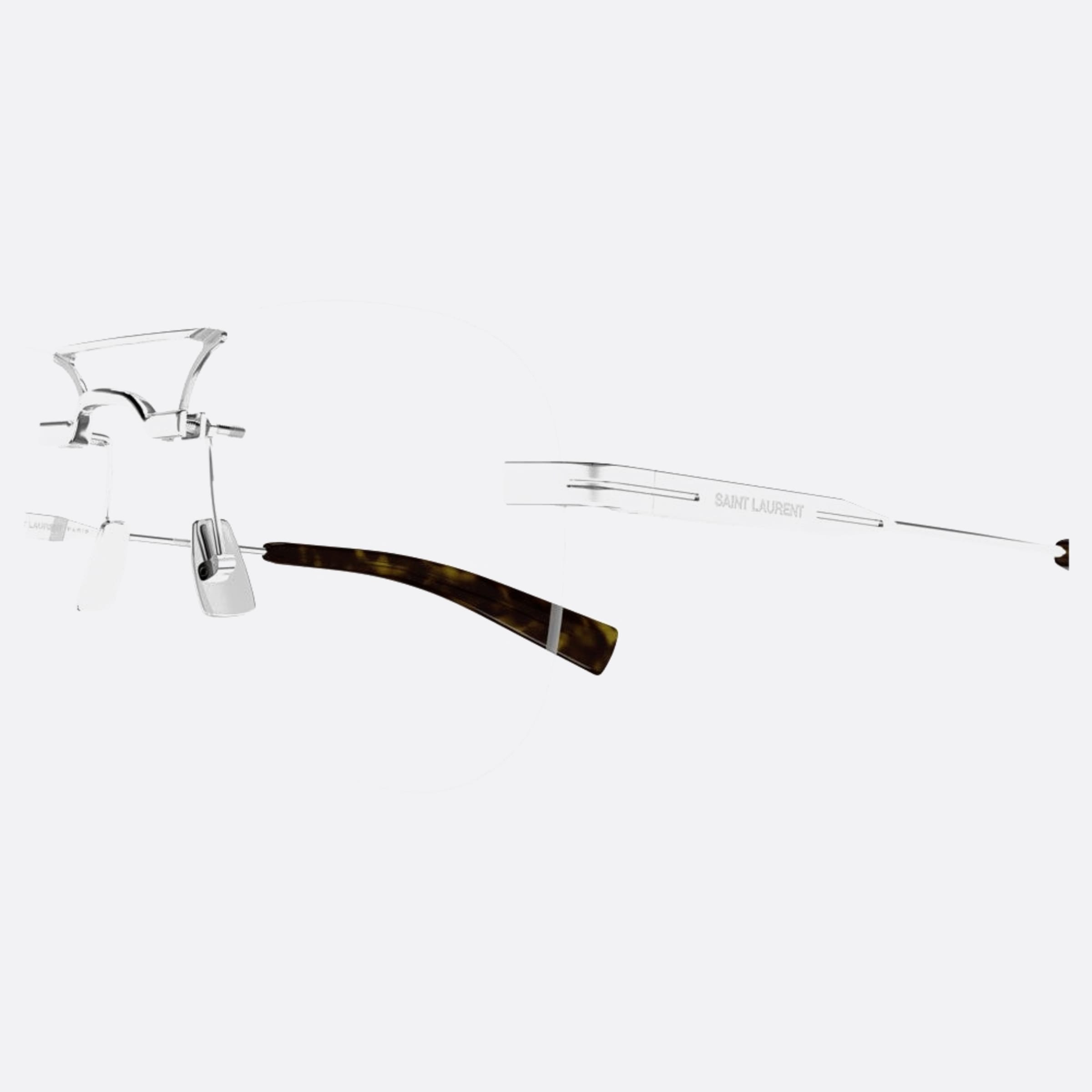 Saint 55mm Laurent Silver Pilot Unisex Eyeglasses - Detail View