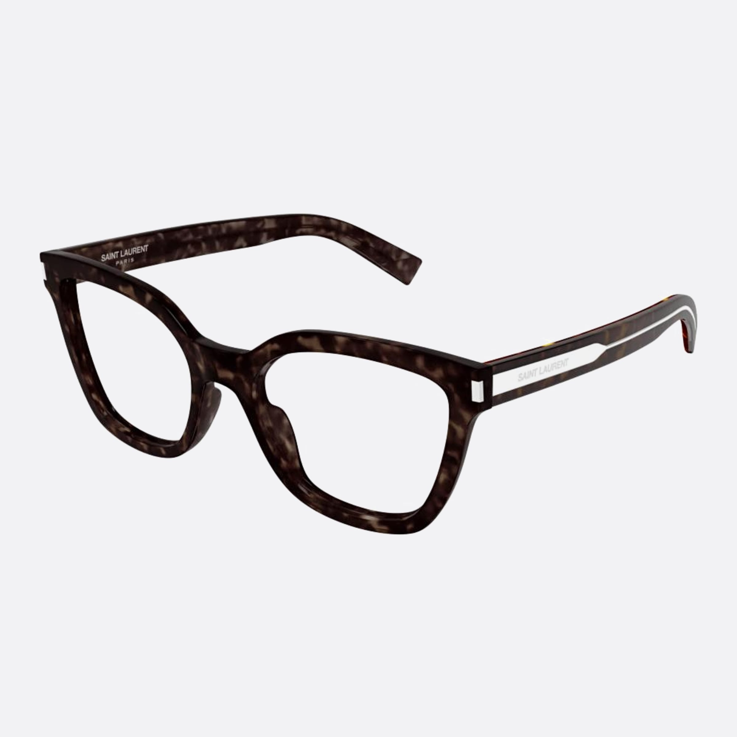 Saint 54mm Laurent Havana Cat Eye Woman Eyeglasses - Side View
