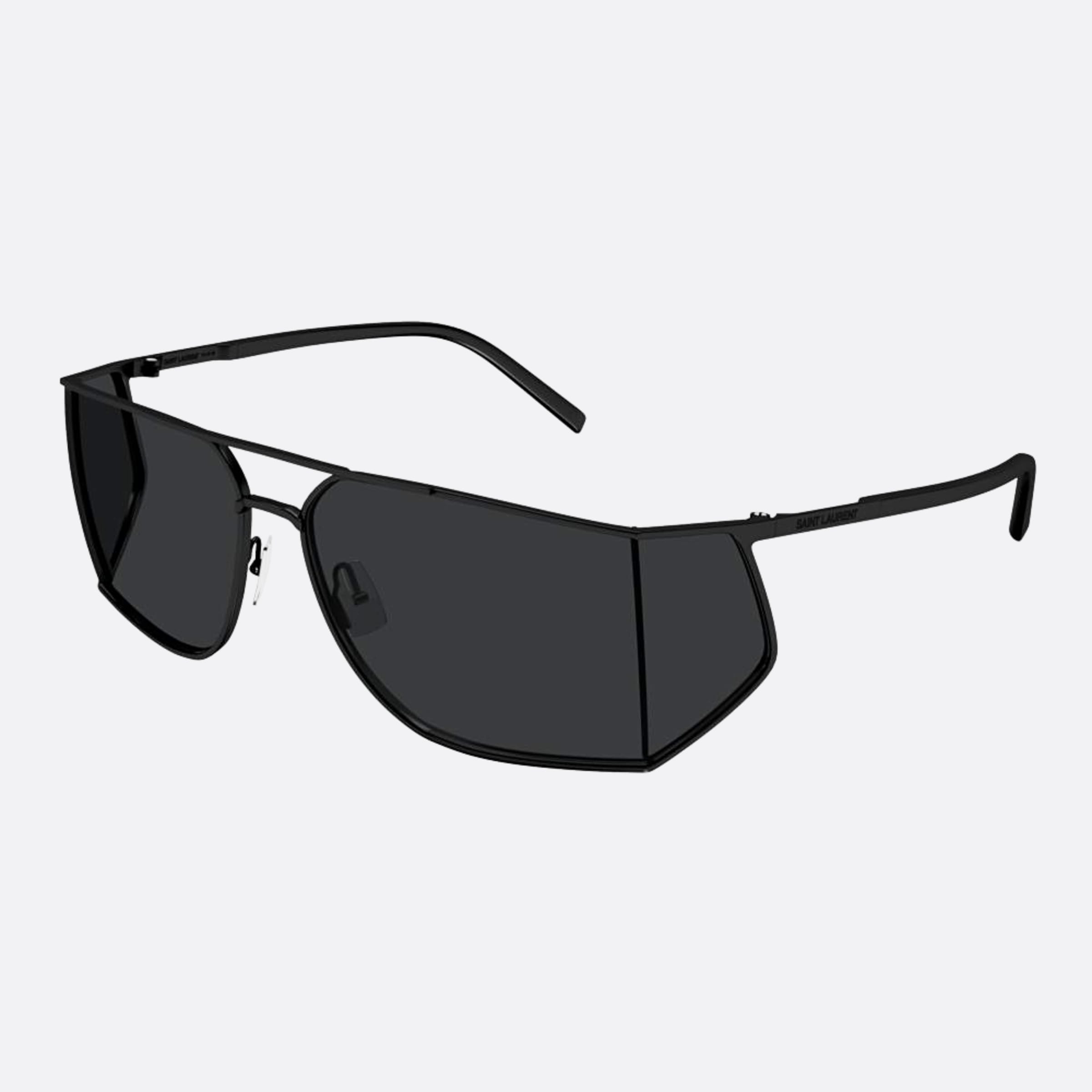 Saint 69mm Laurent Black Squared Man Sunglasses - Side View