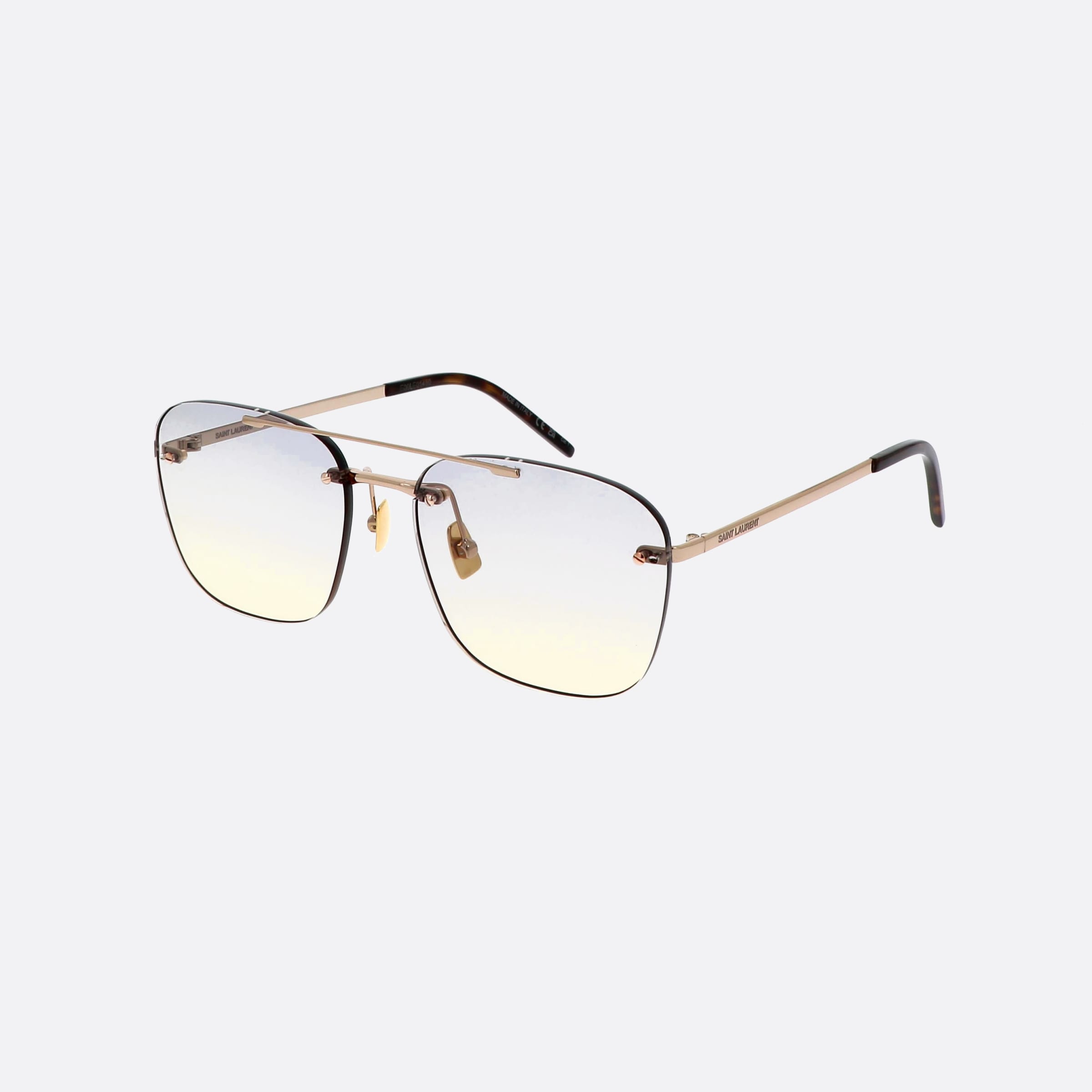 Saint 58mm Laurent Logo Gold Rectangle Unisex Sunglasses - Main View